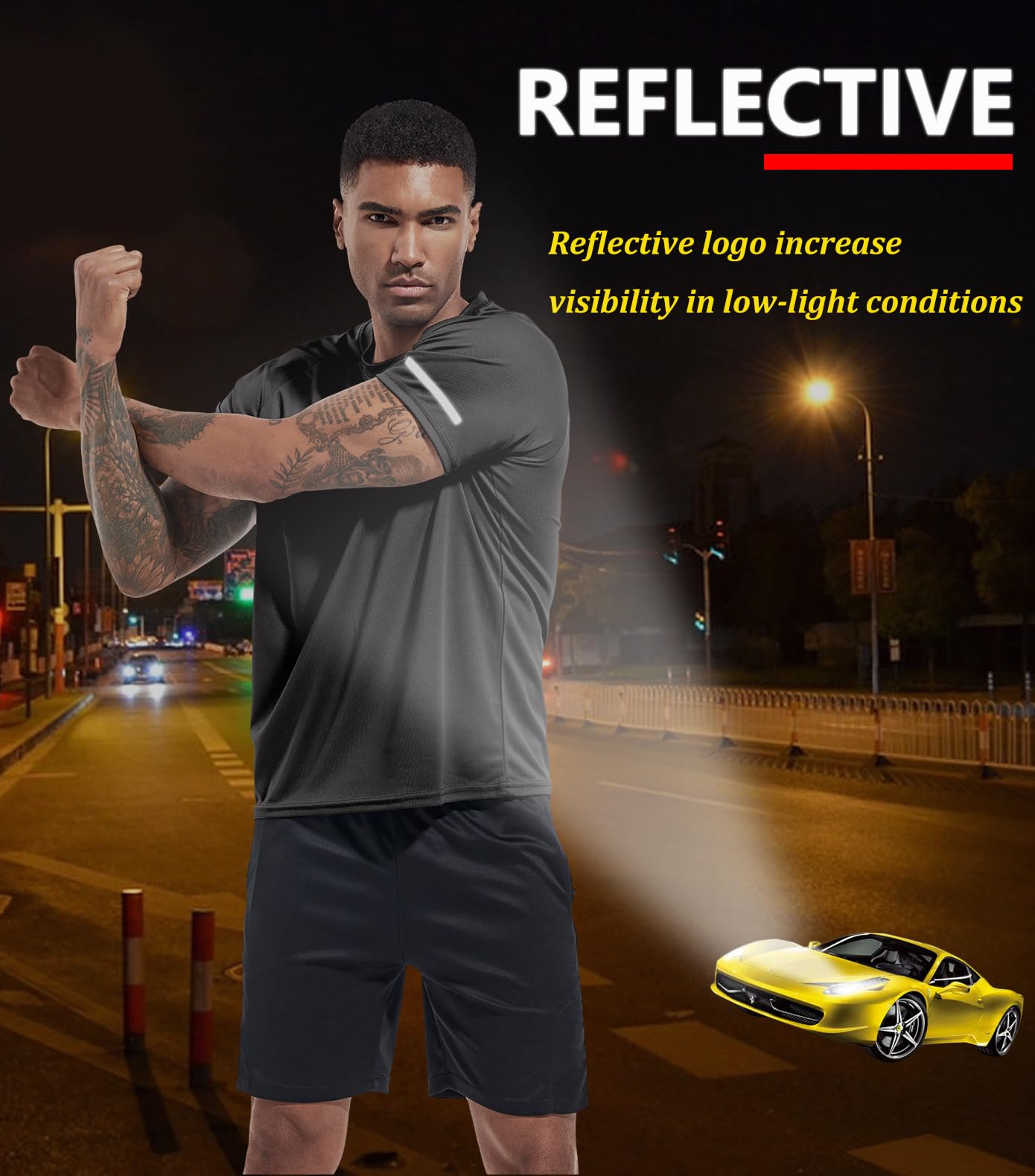 5er Pack Sport Tshirts Herren, Laufshirt Kurzarm T-Shirts Schnelltrocknend Atmungsaktiv Funktionsshirt Mesh Sport Shirt Männer Sportshirt Herren Kurzarm Fitnessshirt Trainingsshirt für Männer 5P04-M