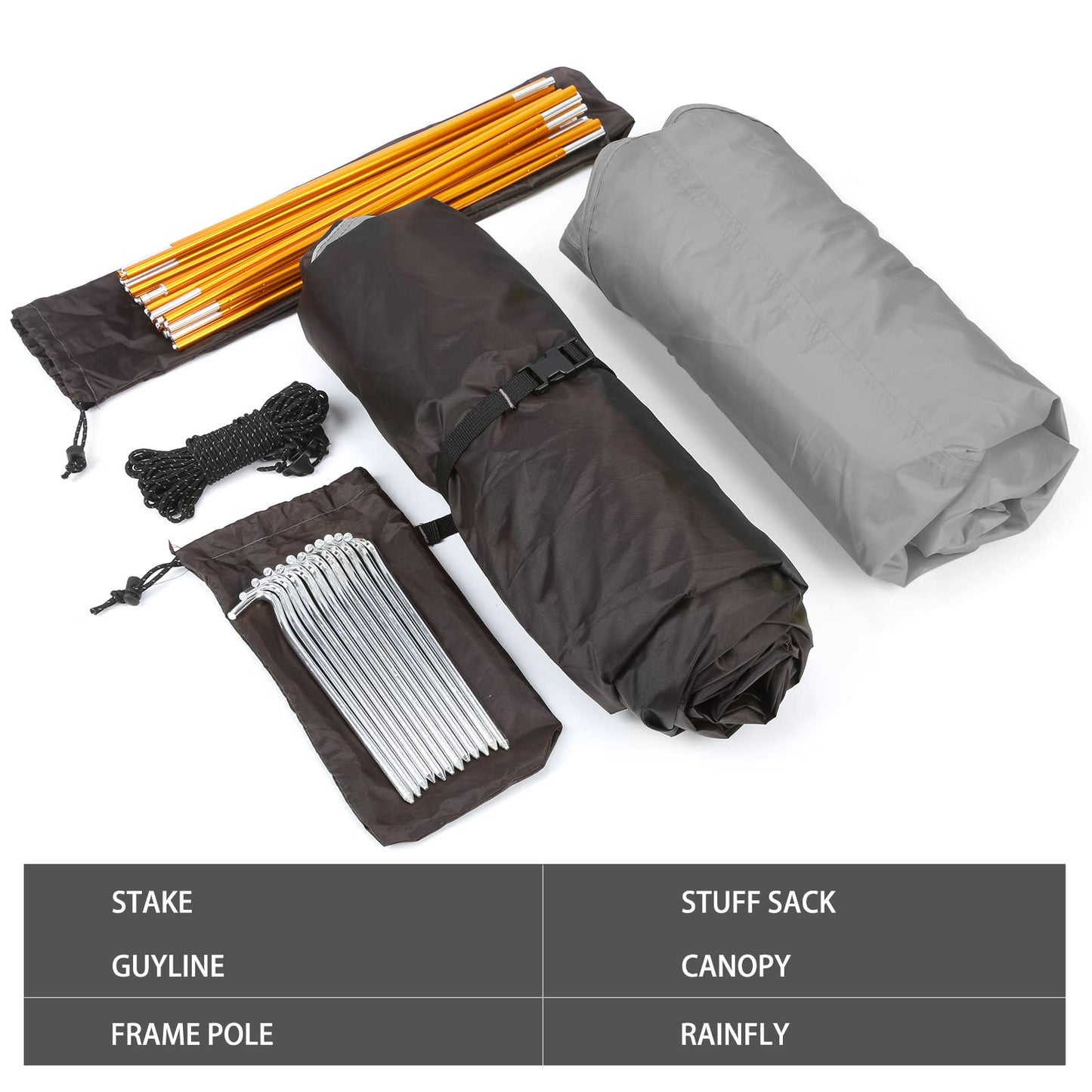 Bessport Zelt 1 & 2 & 4 Personen Ultraleichte, 3-4 Saison Wasserdicht & Winddicht Kuppelzelt, Kleine Packungsgröße, Geeignet für Erwachsene, Wandern, Camping, Outdoor (1 Person- Grau)