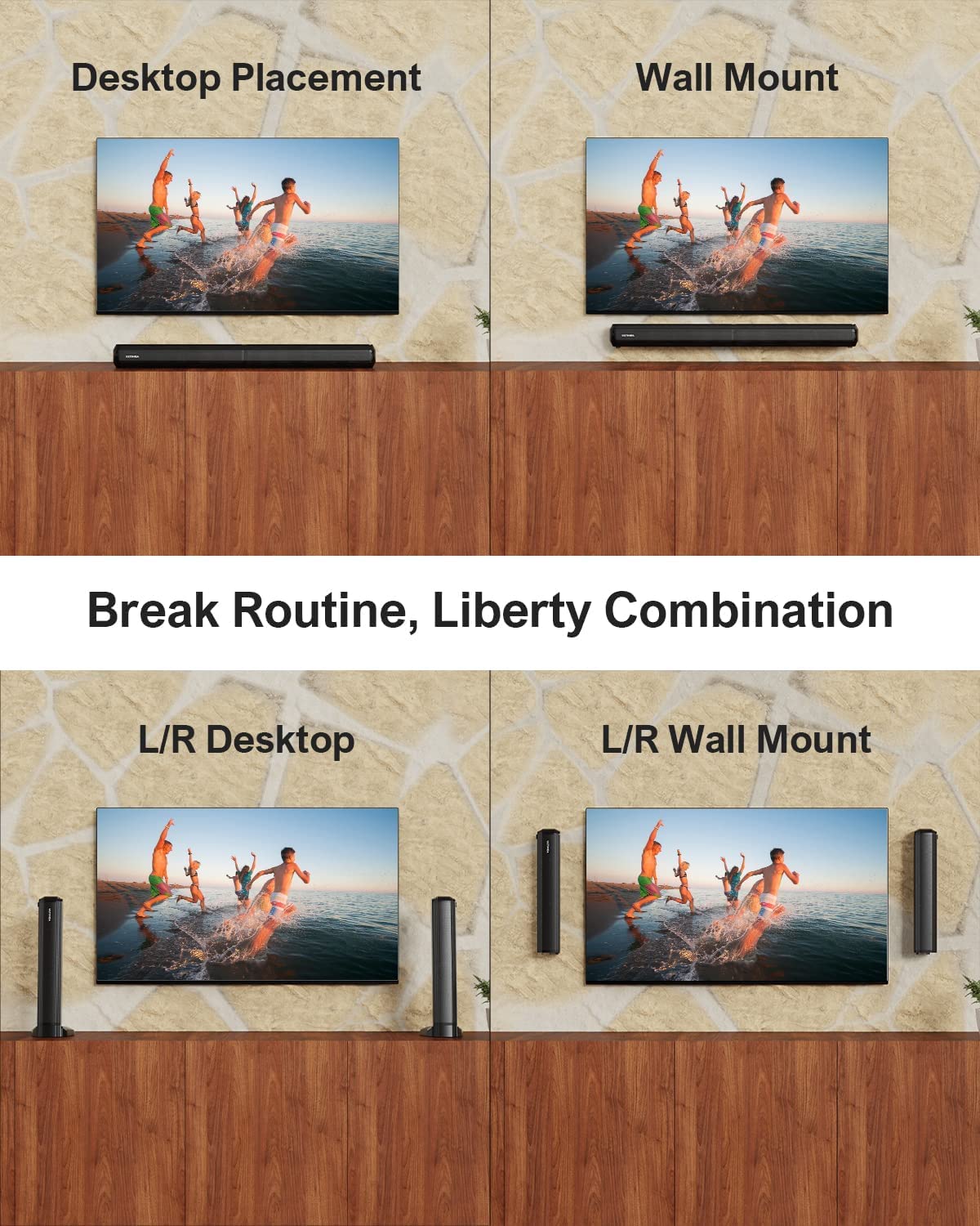 ULTIMEA 2.2-Kanal Soundbar für TV Geräte, App, teilbare 2-in-1 Soundbar für Fernseher, Bluetooth 5.3, TV-Lautsprecher mit 3 EQ-Modi und verstellbarem Bass, ARC/Optisch/Aux, Apollo S40, 2025 Version