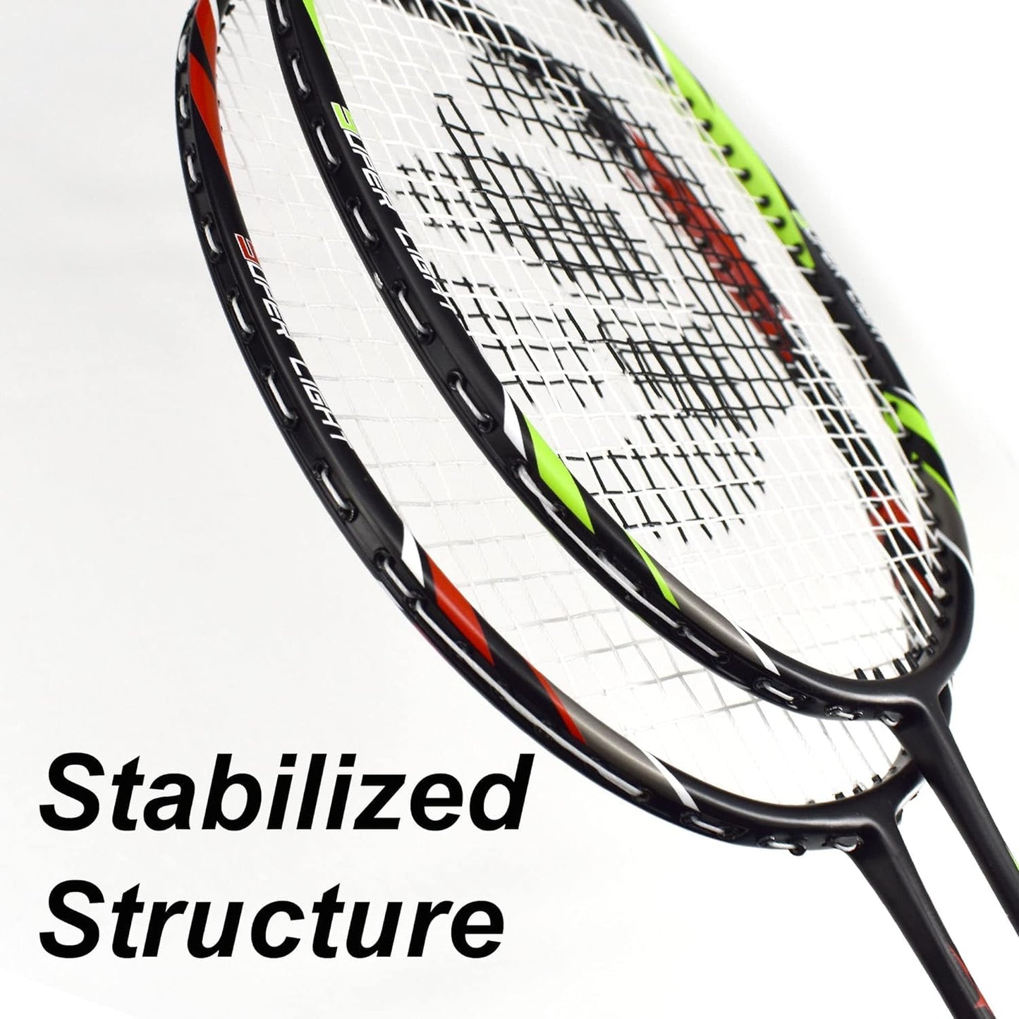 Senston Graphit Badminton Set Leichtgewicht Profi Badmintonschläger mit 2 Federbälle und 2 Griffband für Training, Sport und Unterhaltung