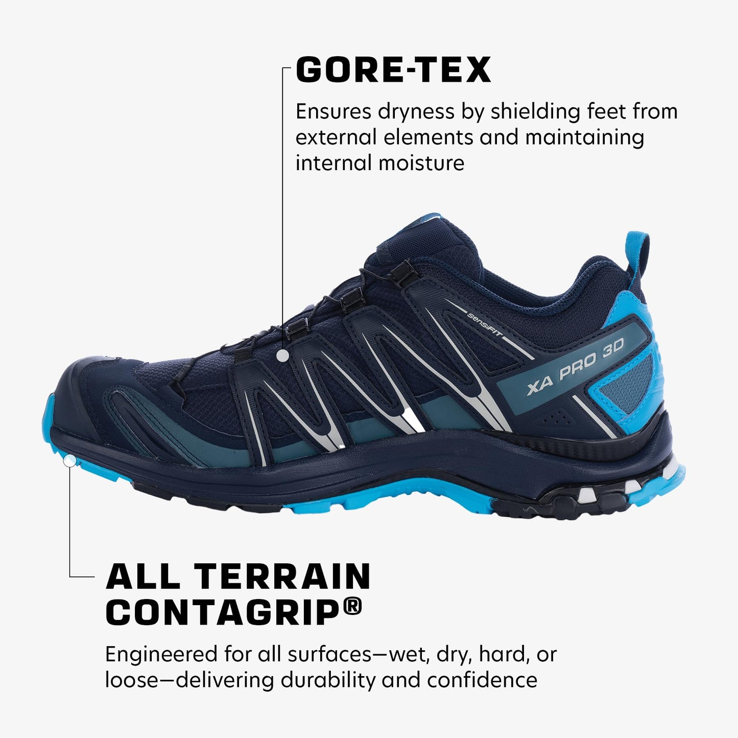 Salomon Herren Xa Pro 3d Gore-tex Traillaufschuhe, Navy Blazer Hawaiian Ocean Dawn Blue, 48 EU