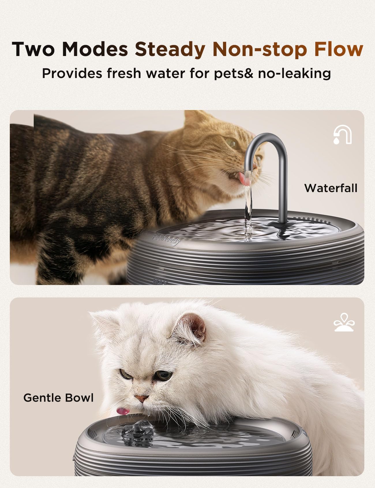 FEELNEEDY Katzenbrunnen für Katzen 3,2L Trinkbrunnen Super Leise 2 Wasserflussmuster Wasserautomat für Katzen Katzentrinkbrunnen BPA-freier Wasserbrunnen für Katzen Schwarz, Cat Fountain