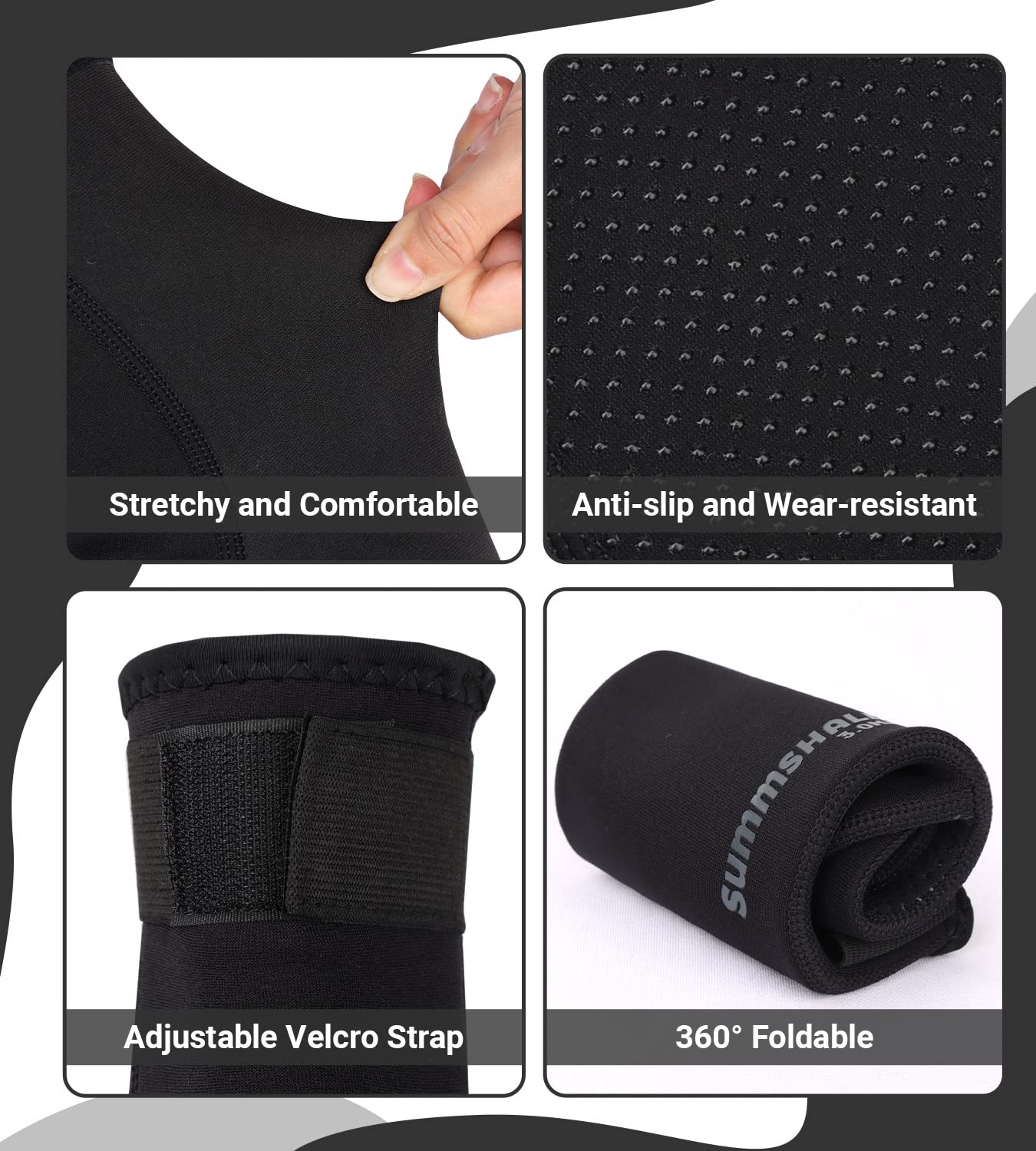 Summshall 3mm Neoprensocken für Damen und Herren, Warm Halten Neopren Socken Anti-Rutsch-Sohle Neoprensocken Langlebigkeit Wattsocken für Wassersport