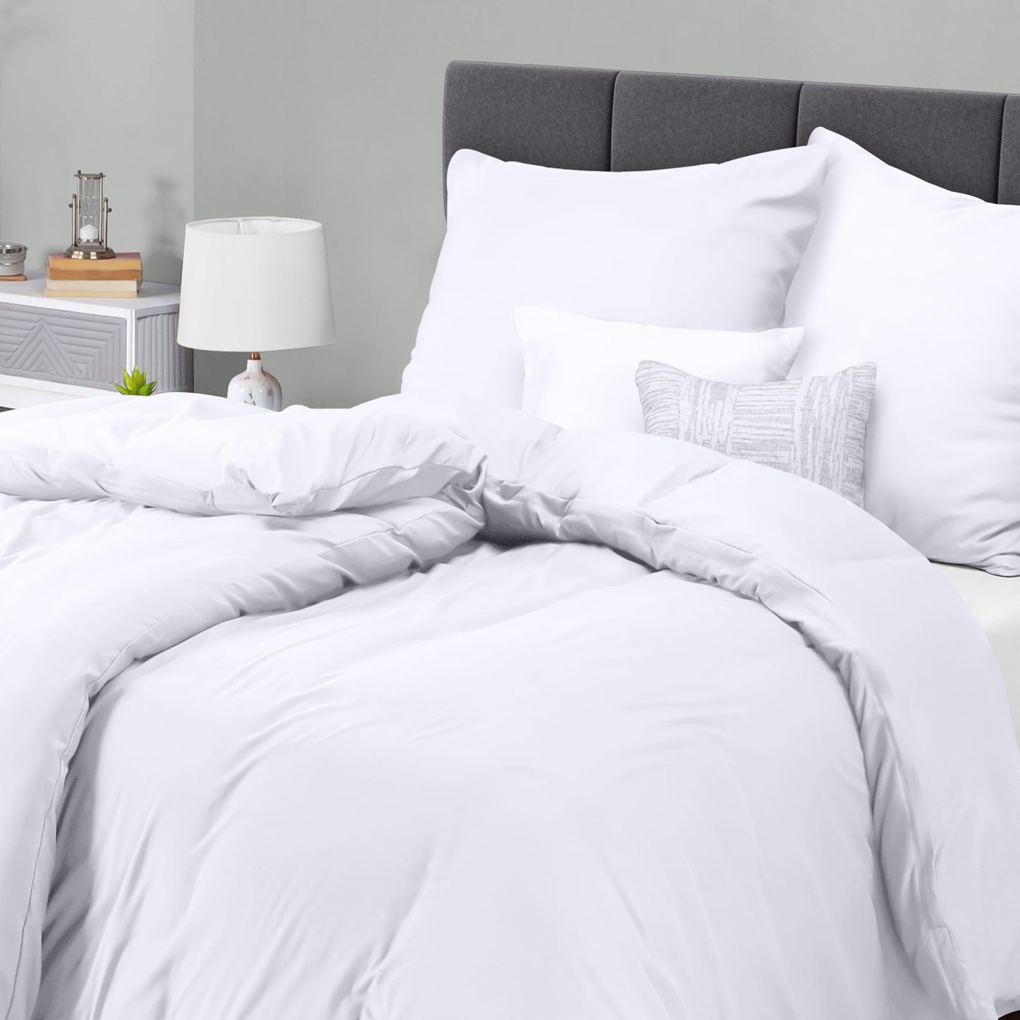 Utopia Bedding Bettwäsche 135x200 4teilig - Mikrofaser 2 Bettbezug 135x200 cm + 2 Kissenbezüge 80x80 cm - Weiß