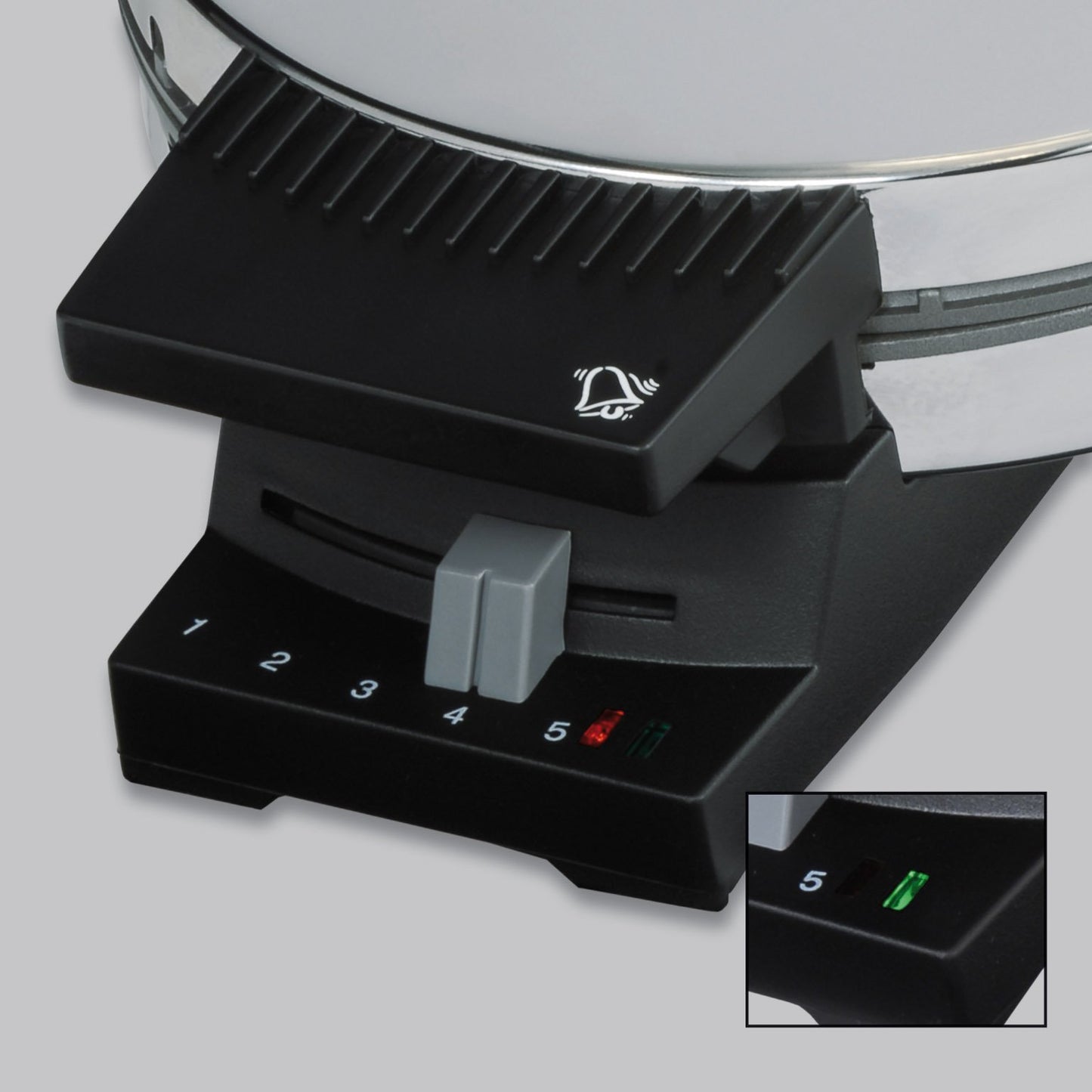 Cloer 285 Hörncheneisen für hauchdünne, knusprige Hörnchen, 800 W, Backfläche 15 cm Durchmesser, schwere Backplatten, stufenlos wählbarer Bräunungsgrad, Signalton, Edelstahlgehäuse, Edelstahl, Chrom