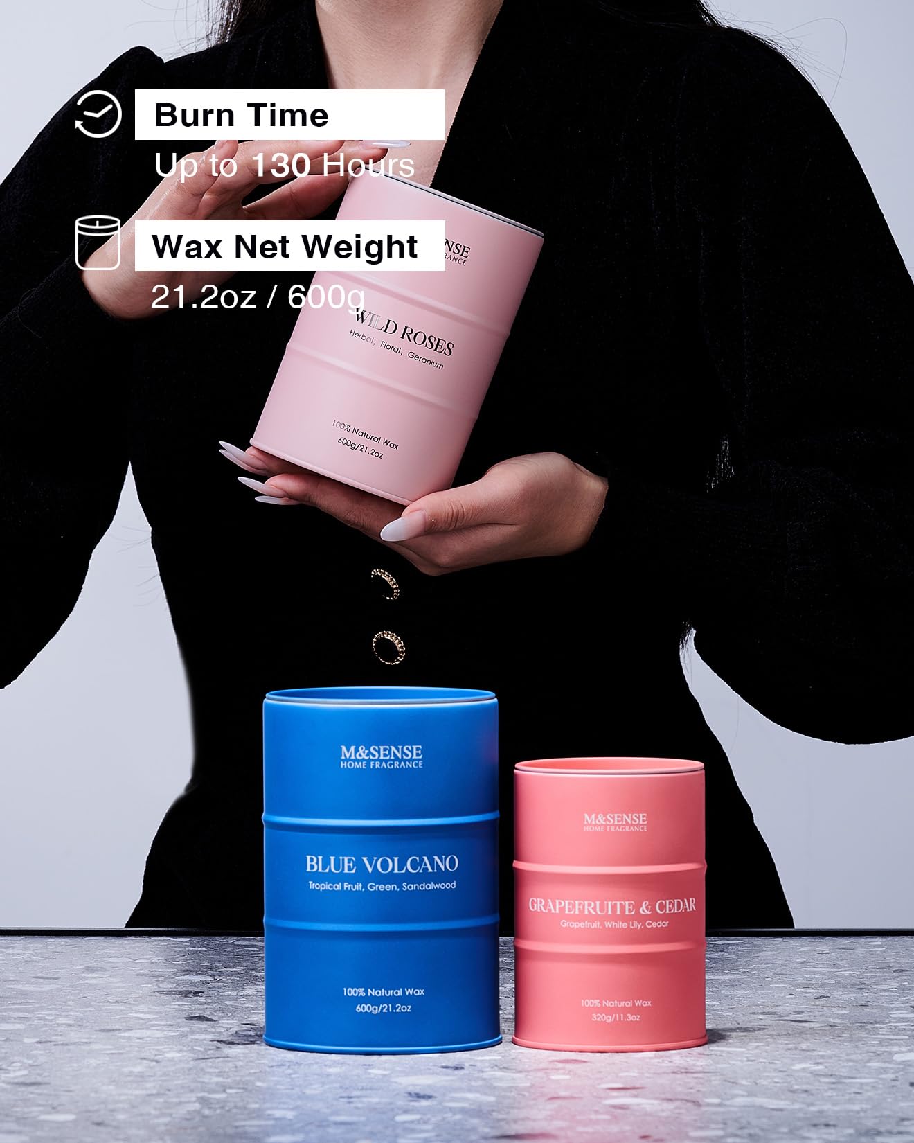 M&SENSE Lavendel Duftkerze im Glas zu Haus 600g 130 Stunden lang brennend Aromatherapie Kerze für Entspannung Geschenke für Mama Lehrer Freunde Weihnachtensgeschenk