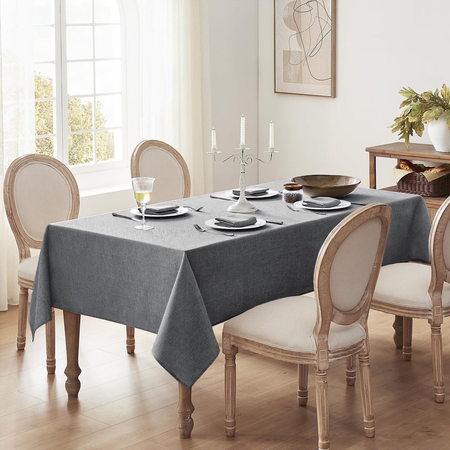 Softalker tischdecke abwaschbar Outdoor rechteckig 240 x 140 cm Wasserabweisende tischdecken leinenoptik tischtuch tischwäsche Wohnzimmertisch Table Cloth für Camping, Garten, Hochzeiten, Geburtstag