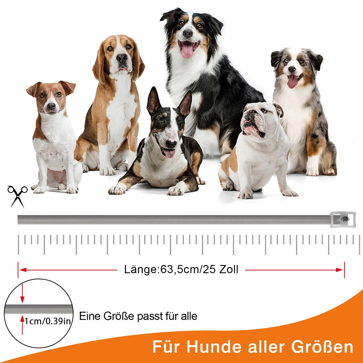 DEWEL 63,5cm Zeckenhalsband für Hunde, Verstellbar Floh-und Zecken Prävention Halsbänder Wasserdicht Flohhalsband gegen Ungeziefer