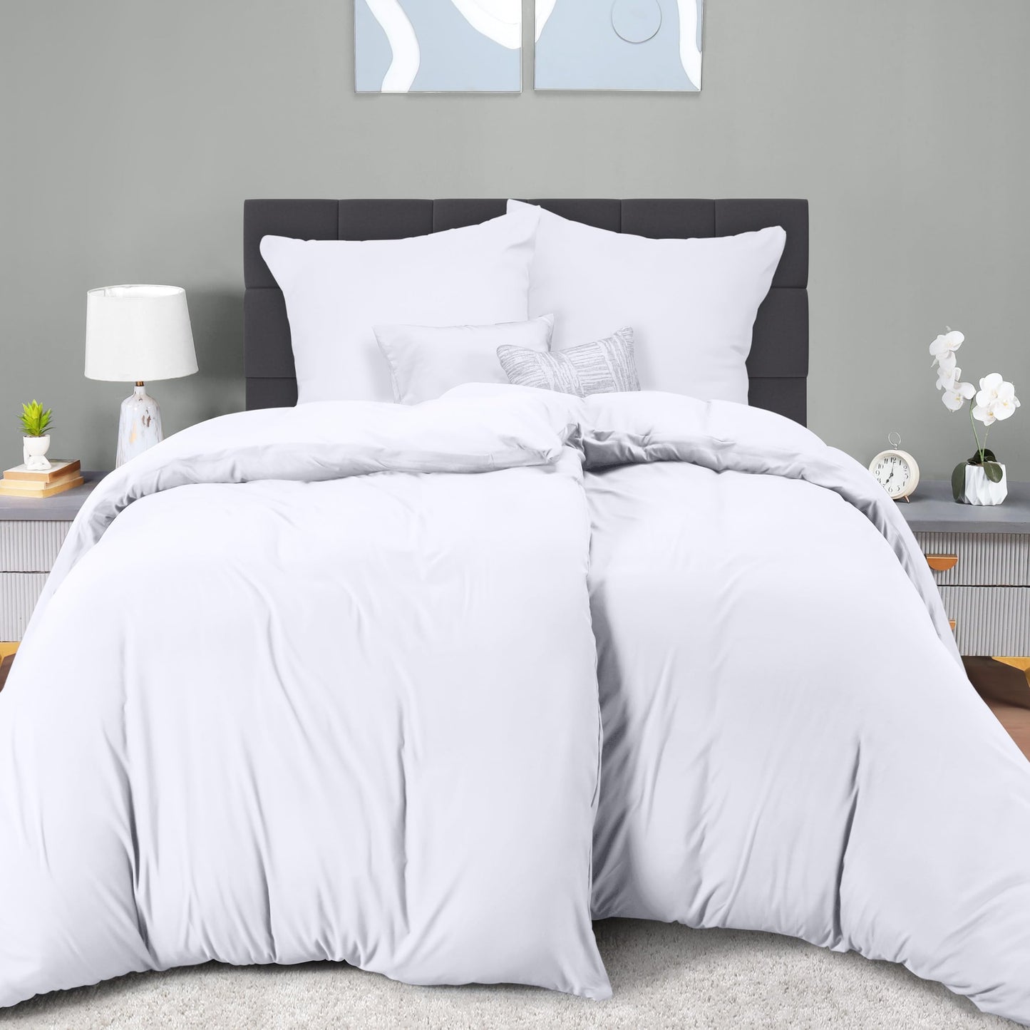 Utopia Bedding Bettwäsche 135x200 4teilig - Mikrofaser 2 Bettbezug 135x200 cm + 2 Kissenbezüge 80x80 cm - Weiß