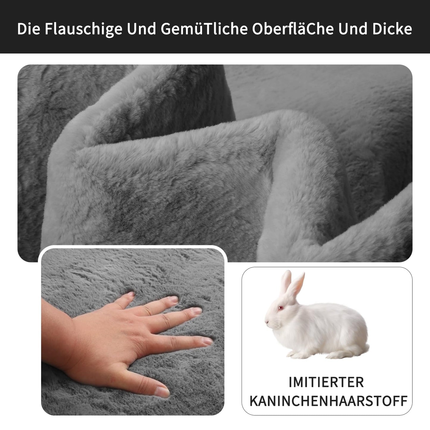 Sour Lemon Weiche Teppich Wohnzimmer, Glatt Teppich aus Kaninchenfell Kurzflor rutschfest, Modern Anti-Rutsch Carpet für Schlafzimmer, Luxuriöse Raumdekoration, Flauschiger Teppichbereich 160x230cm