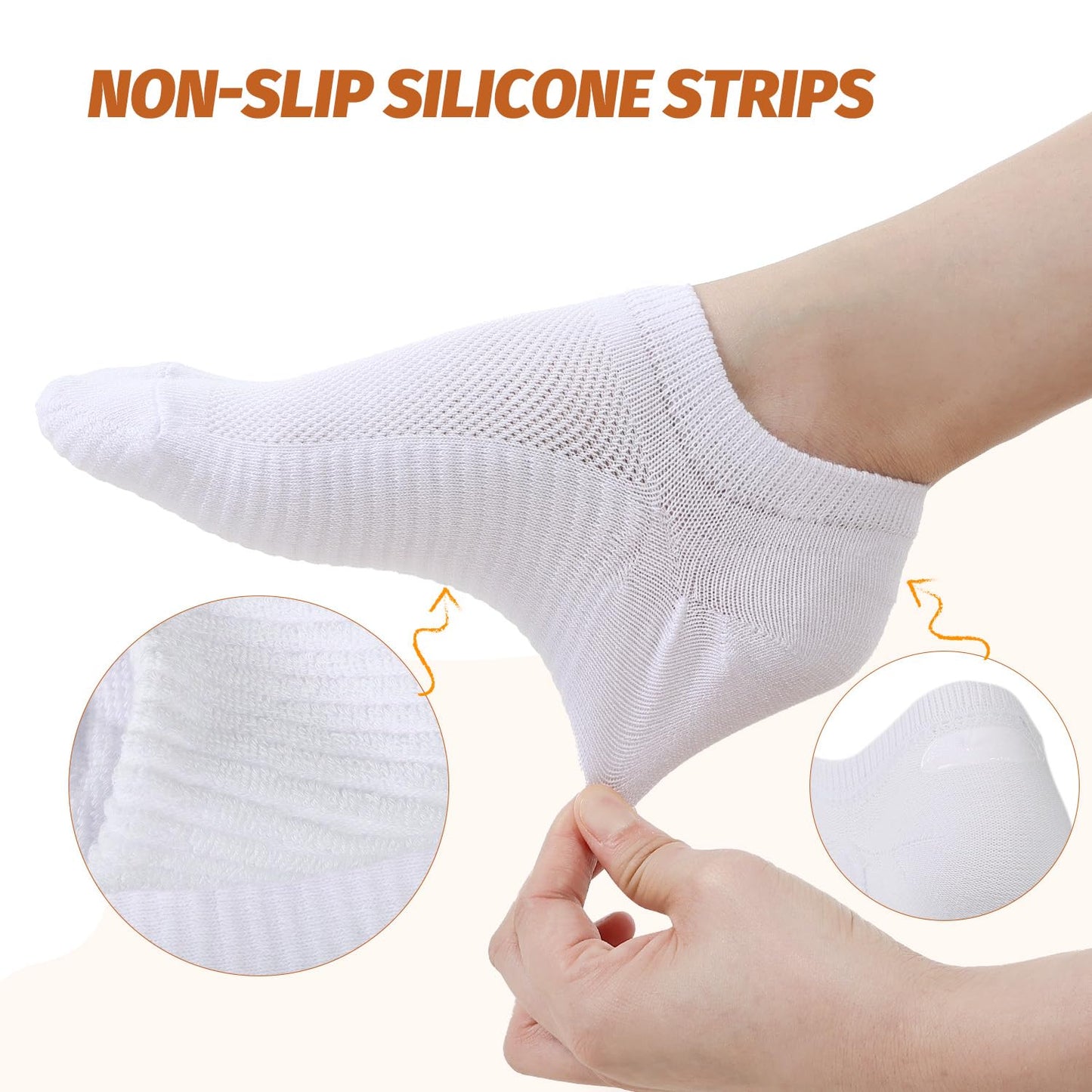 Sneaker Socken Damen 35-38 39-42, Füßlinge Sneakersocken mit Rutschfest Silikon ,Laufsocken Gepolsterte Kurze Socken Unsichtbar (DE/NL/SE/PL, Numerisch, 35, 38, Regular, Regular, Gemischte 6-Paare)