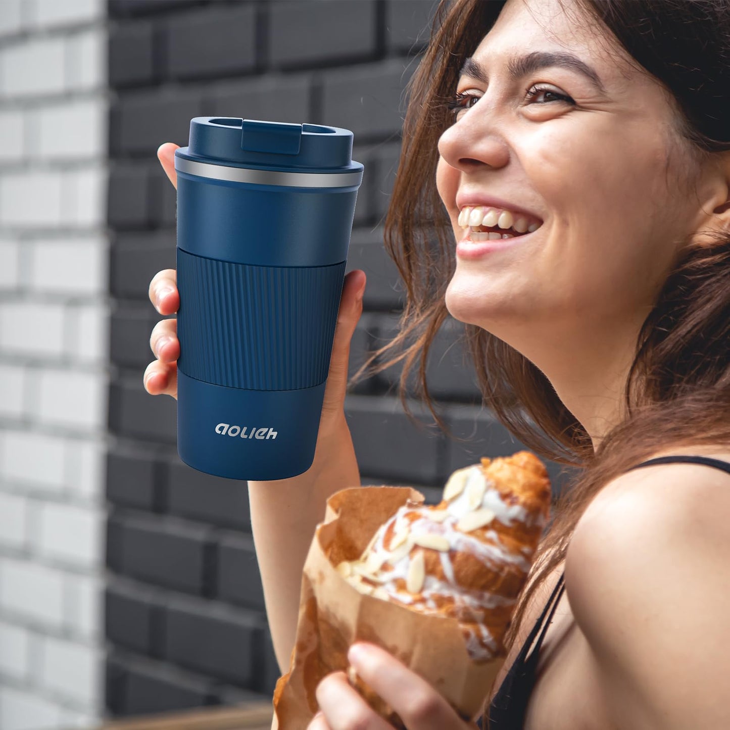 Aolieh Thermobecher, Kaffeebecher mit Auslaufsicherem Deckel, Thermobecher- Isolierbecher, Edelstahl Travel Mug, Kaffeebecher to go für heißes und kaltes Wasser Kaffee Tee