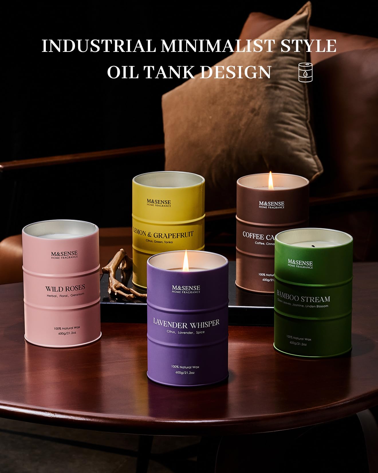 M&SENSE Lavendel Duftkerze im Glas zu Haus 600g 130 Stunden lang brennend Aromatherapie Kerze für Entspannung Geschenke für Mama Lehrer Freunde Weihnachtensgeschenk