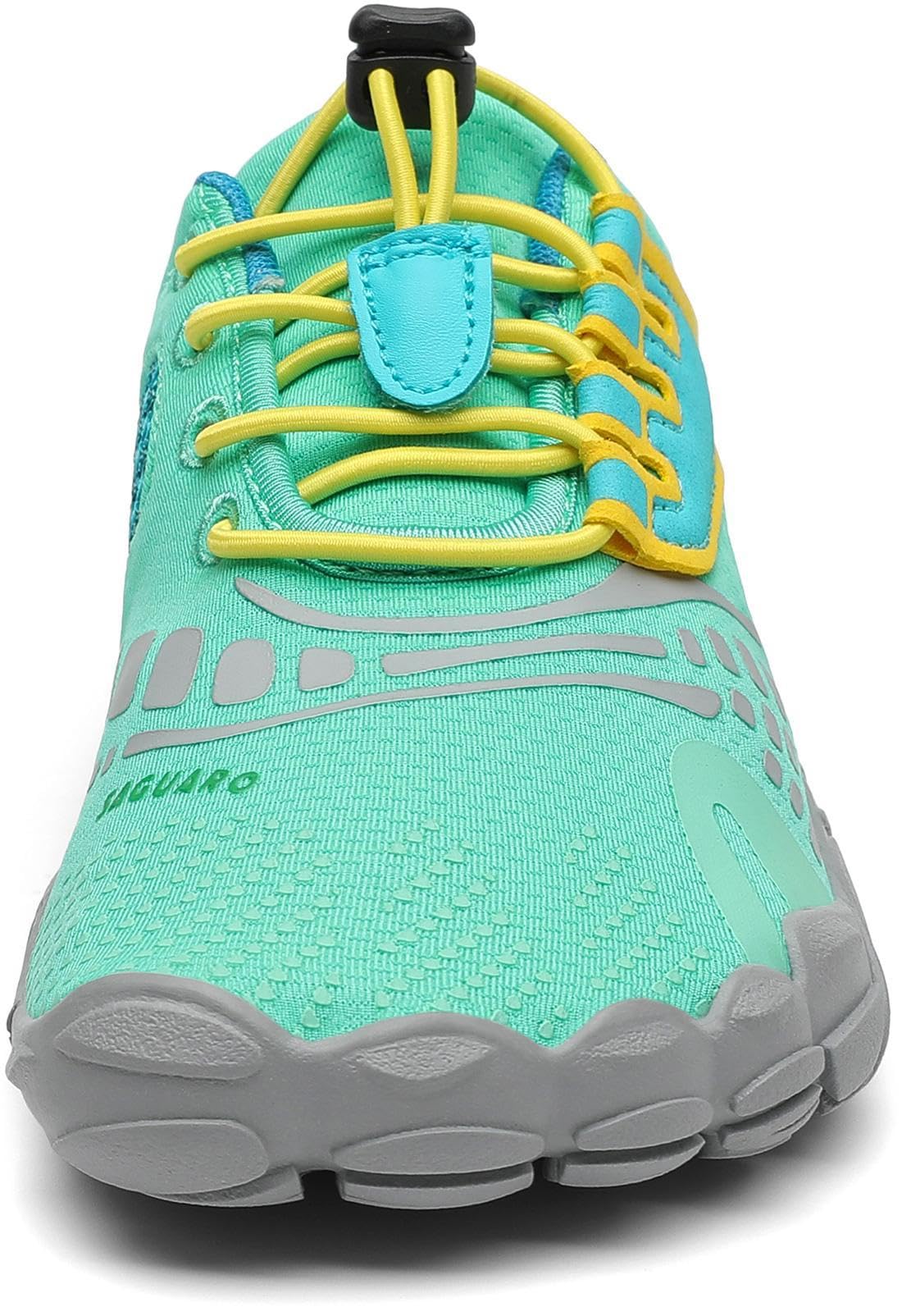 SAGUARO Kinder Barfußschuhe Traillaufschuhe Jungen Mädchen Trainingsschuhe Zehenschuhe Atmungsaktiv rutschfest Walkingschuhe Laufschuhe Schnell Trocknend Badeschuhe, Minzgrün 33 EU