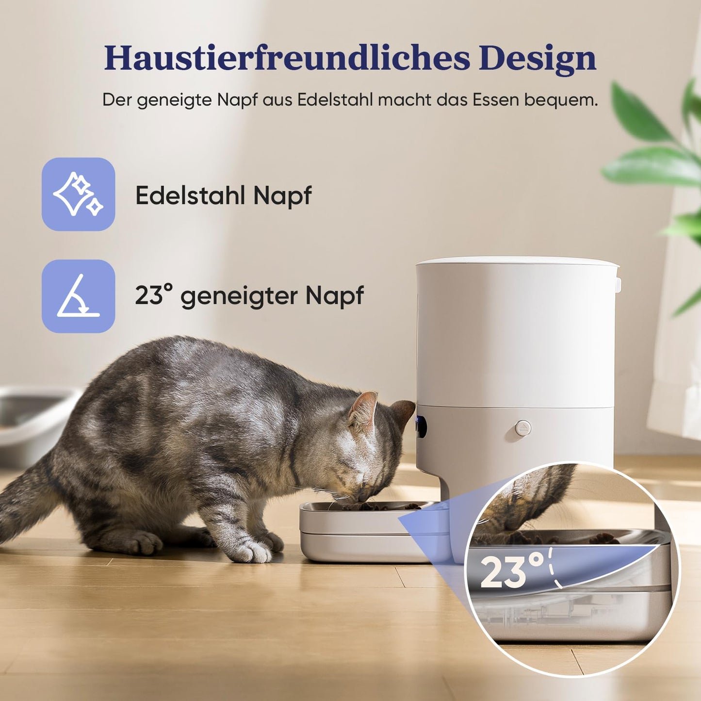 Pawsync Smart Futterautomat, 3 Stück, Farbwechselnde Erinnerung, Haustierfutter-Trockenmittel hält Futter trocken & frisch, bis zu 3 Monate, App-Benachrichtigungen