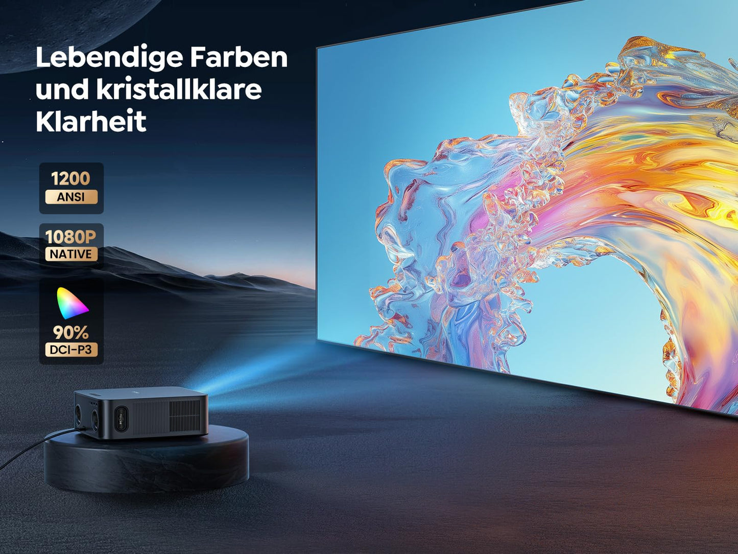 Beamer 4K【Offizielles Netflix & 36W Dolby Audio】 Toptro 1200 ANSI Smart Beamer Heimkino, 1080P Full HD Video Projektor mit Zwei-Wege Bluetooth WiFi, KI-Autofokus & Trapezkorrektur für Outdoor/Handy