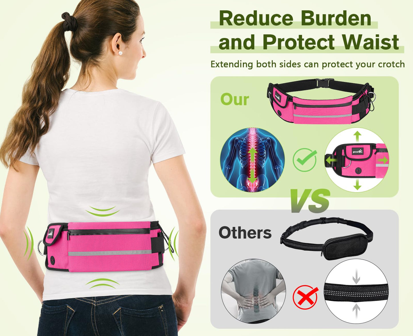 pecute Joggingleine Hunde mit Bauchgurt, Laufgürtel Hundeleine für Große und Mittelgroße Hunde, Leine Hund mit Gürteltasche, Elastische Laufleine für Hunde, Dog Leash für Laufen, Joggen