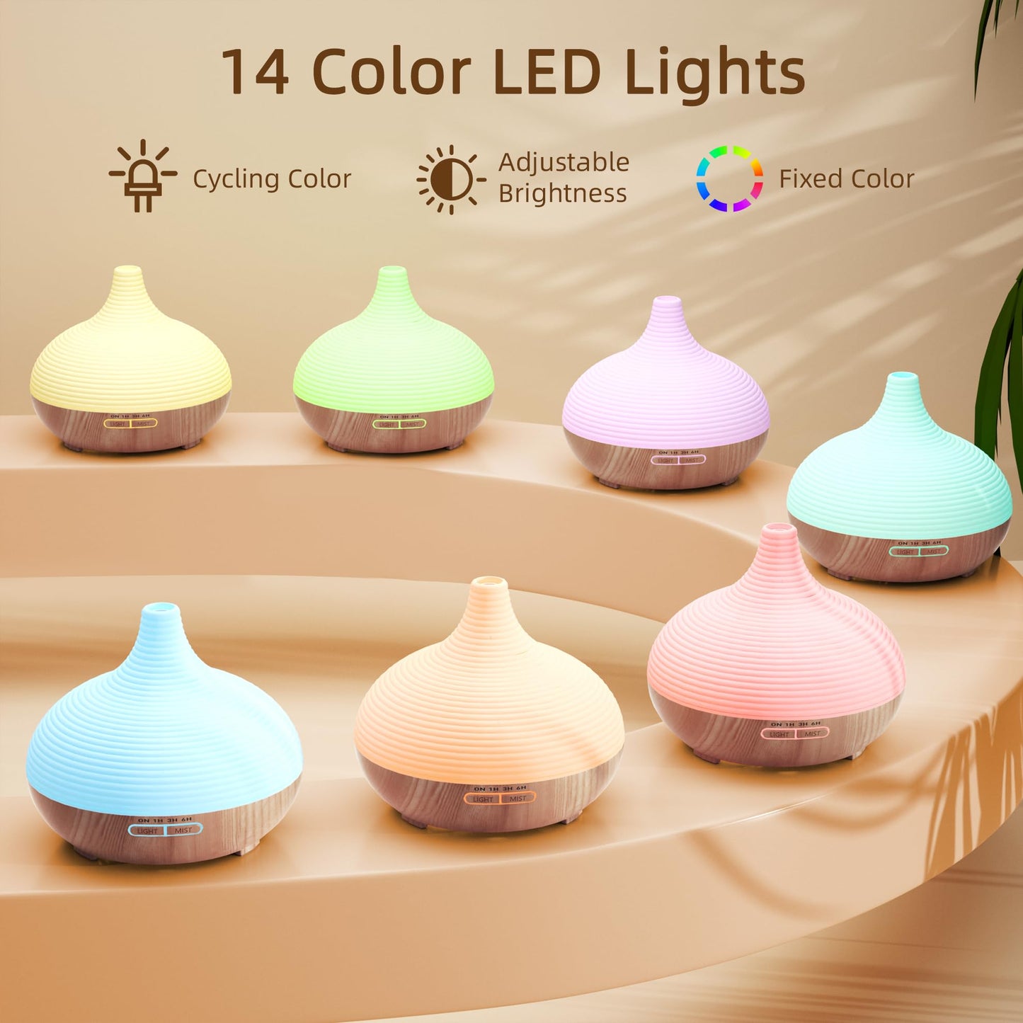 ASAKUKI 300ml Aroma Diffuser für Duftöle, Premium Ultraschall Luftbefeuchter Aromatherapie Öle Diffusor mit 7 farbigem LED Licht, BPA Free Schlafzimmer, Büro, Spa