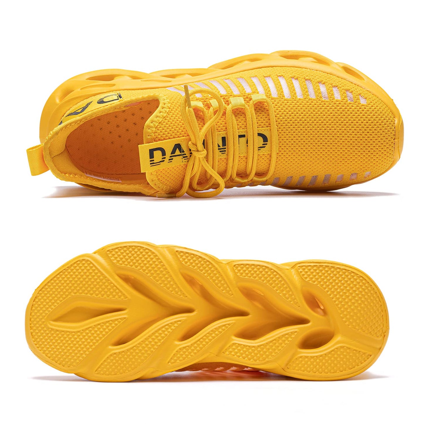 DANNTO Laufschuhe Herren Turnschuhe Damen Sneaker Leichte Atmungsaktiv rutschfeste Sportschuhe Gym Fitness Outdoor Schuhe Fashion Straßenlaufschuhe Gelb 39