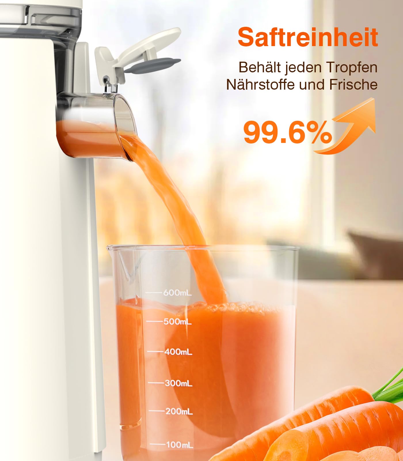 Zasmira Entsafter, Entsafter Slow Juicer mit hohem Drehmoment und 120MM-Einfüllschacht, Kein Vorschneiden entsafter für gemüse und obst, 99,6 % Saftreinheit, 1,5L, REV-Modus, einfacher zu reinigen