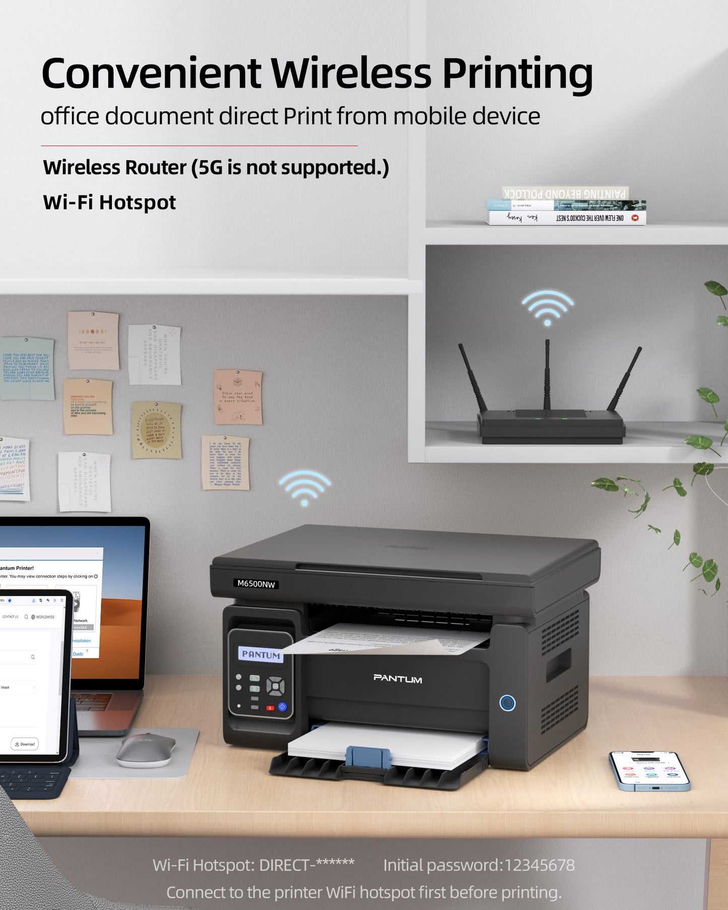 PANTUM M6500NW Laserdrucker Multifunktionsgerät mit Scanner und Kopierer,Drucker WLAN, Schwarz Weiss, Airprint, A4