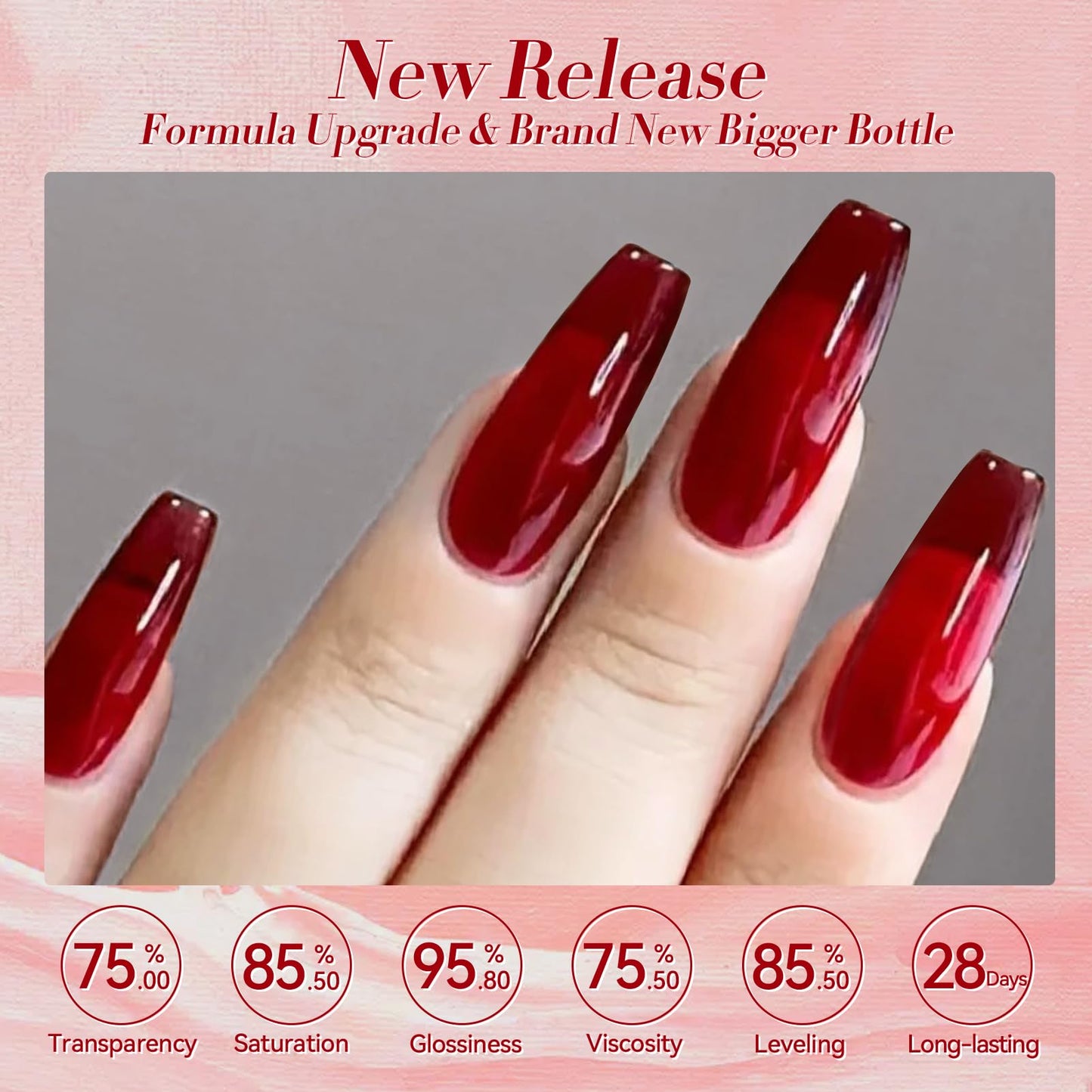 Born Pretty UV Nagellack Milky Jelly Milchig Burgunderrot 15ml - Gel Nagellack UV Transparentes Weinrot Transparent Natur UV LED Soak off Manicure Gel Lacquer Varnish