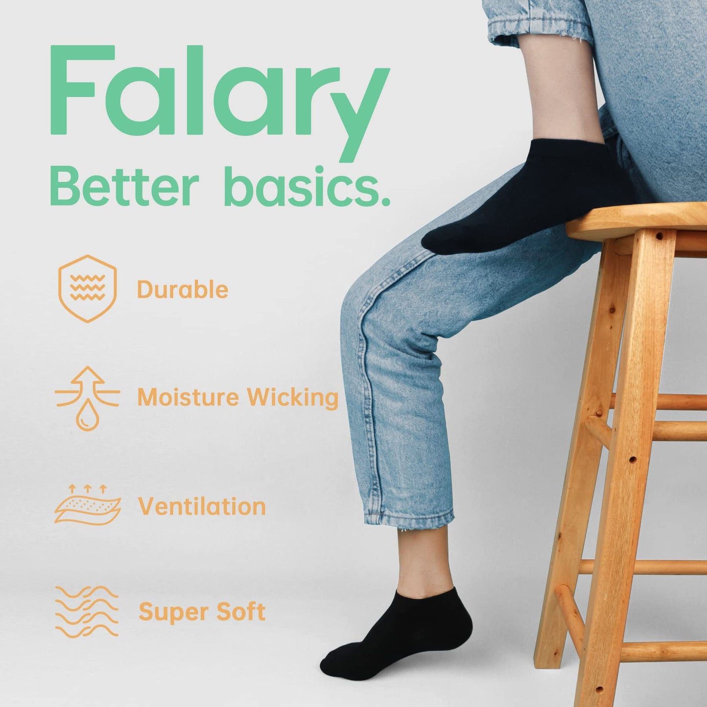 FALARY Sneaker Socken Herren Damen 12 Paar Kurze Halbsocken Baumwolle-Schwarz-43-46