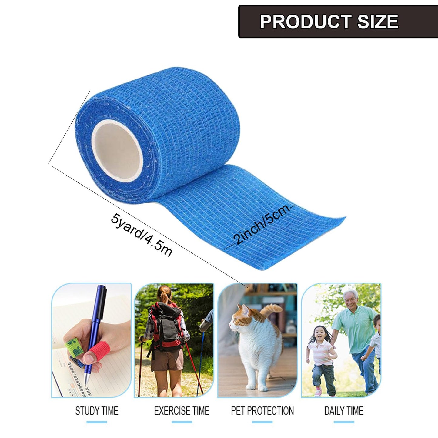 ANAMPION Selbsthaftende Bandage 24Rollen,5cmx4.5m Non-Woven Haftbandage Selbstklebend für Mensch und Tier,Flexibel Selbstklebender Verband für Sprunggelenke Schwellung,Sport,Haustiere(12-Farbe Mix)