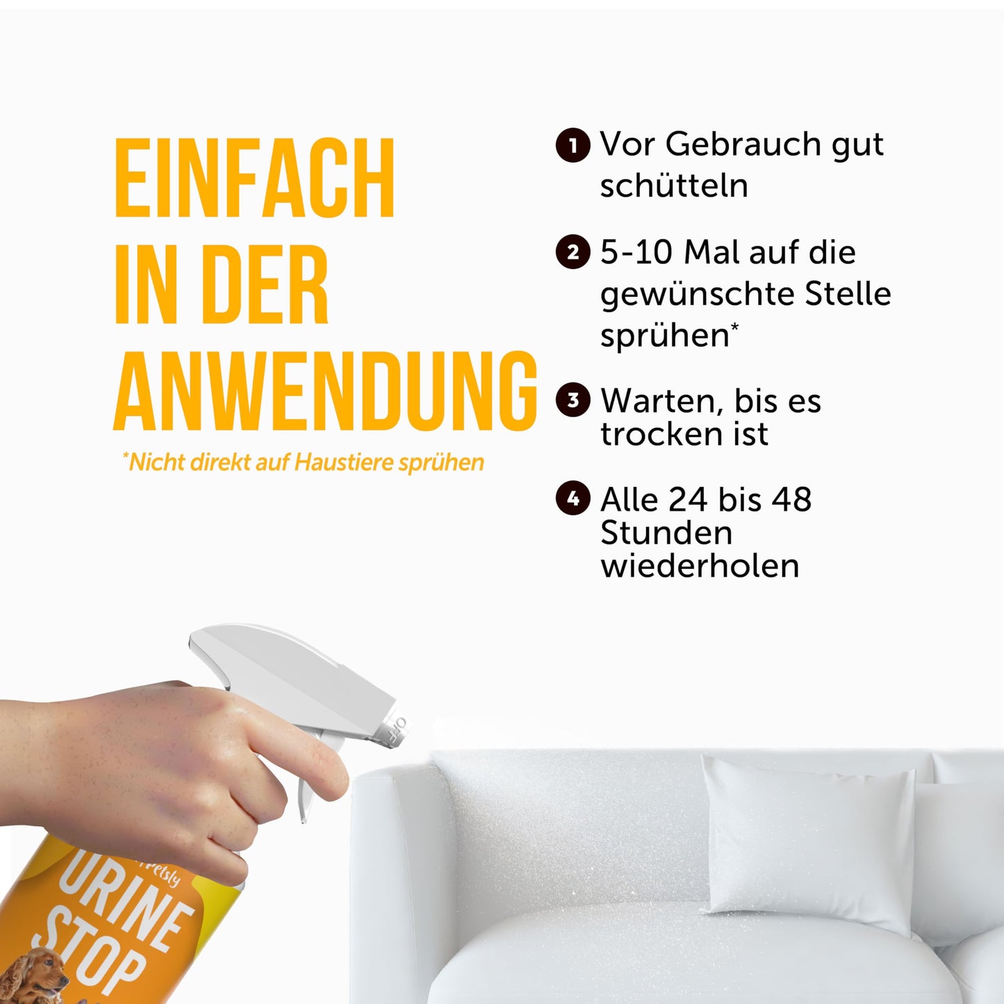 Petsly® Mildes Hunde & Katzenabwehrspray - 500ml - Nicht färbend - Hundeschreck gegen Urinieren - Katzen Schreck Spray auch als Kratz & Knabberschutz - Hundeabwehrspray Innen- und Außenanwendung