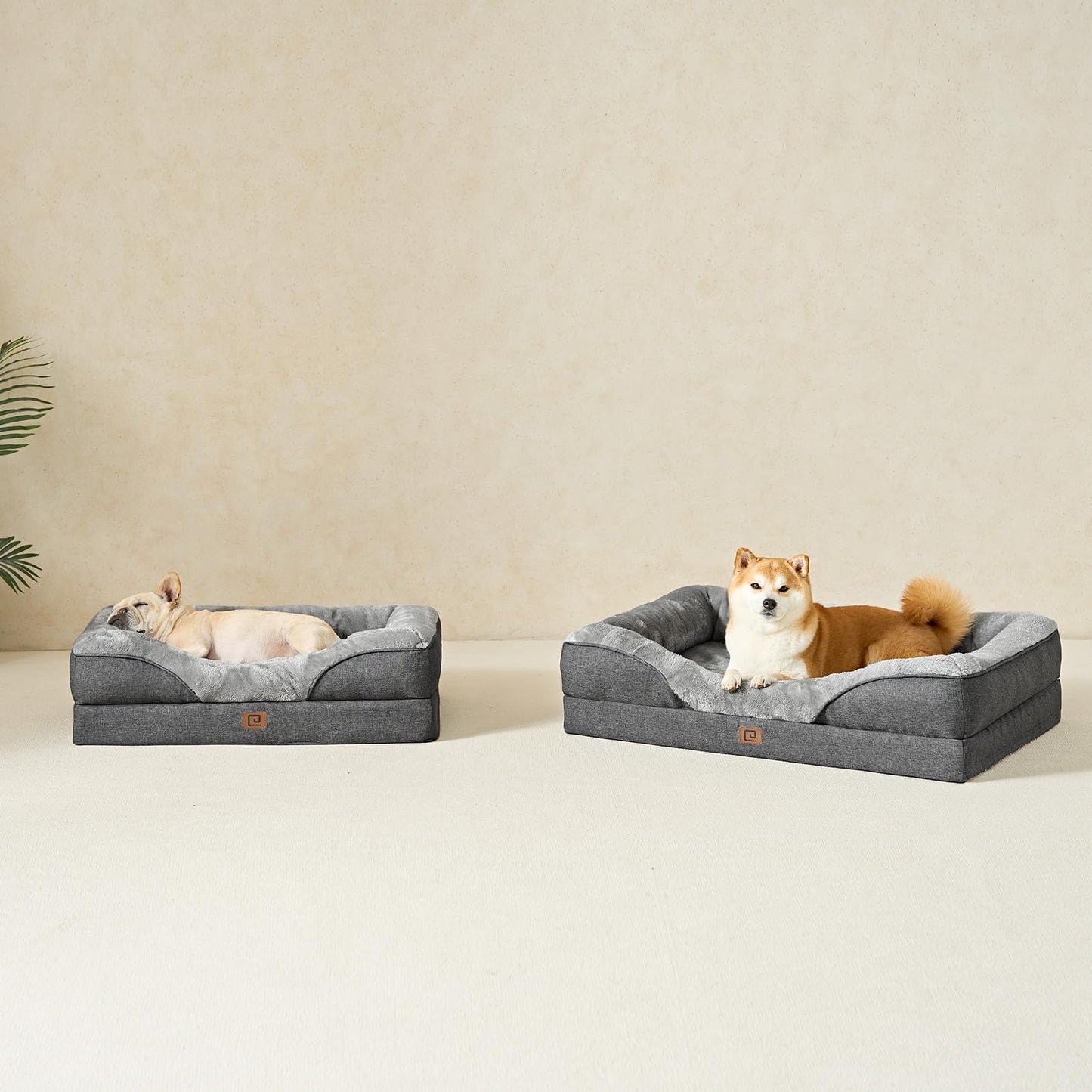EHEYCIGA Orthopädisches Hundebett Grosse Hunde, Memory Foam Waschbar und Wasserdicht Hundekorb mit 4 Rändern, Hundesofa Hundecouch rutschfest, Grau, 106.5x76x18.5 cm