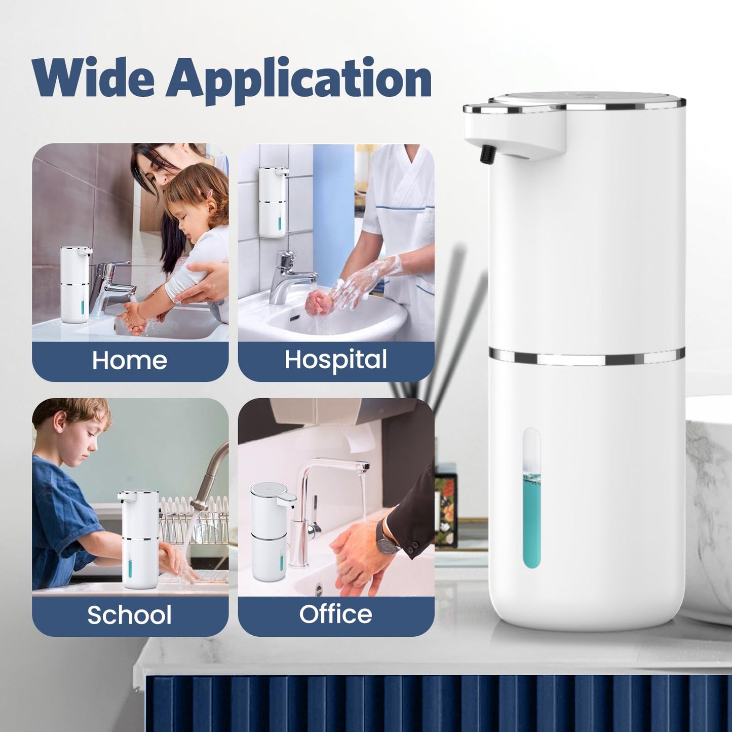 HAPPHOOH Seifenspender Automatisch, 380ml Elektrischer Seifenspender mit Sensor Infrarot, Automatischer Seifenspender Wandmontage, USB Wiederaufladbar, IPX5 Wasserdicht für Küchen,Bad,Schule,Hotel
