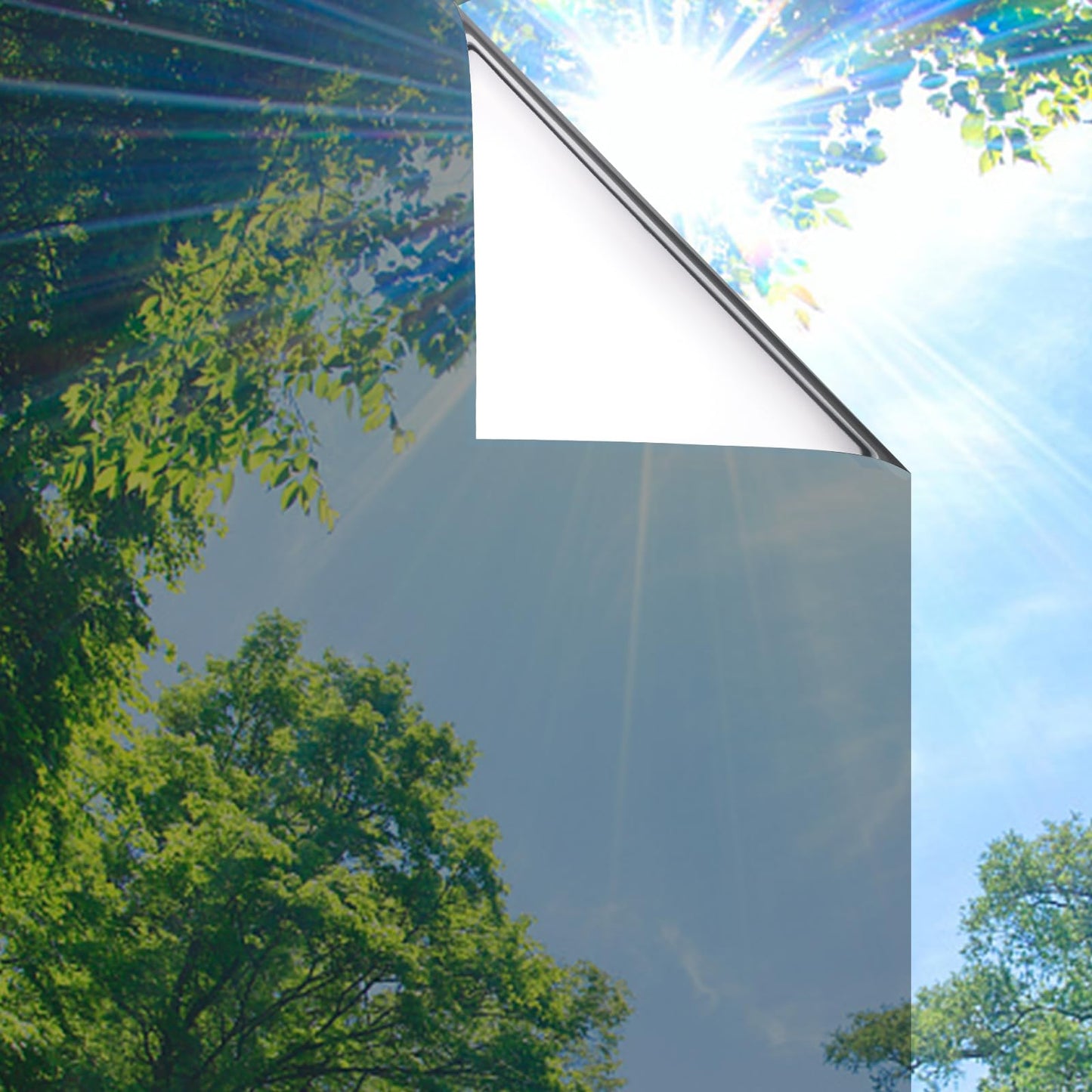 Lifetree Fensterfolie Spiegelfolie Wärmereflektion Selbstklebend Sonnenschutzfolie Wärmegrad Innen & Auße Kontrolle Anti-UV Privatsphäre Glas Fenstertönung Glatt Fensteraufkleber 75 * 300cm Silber