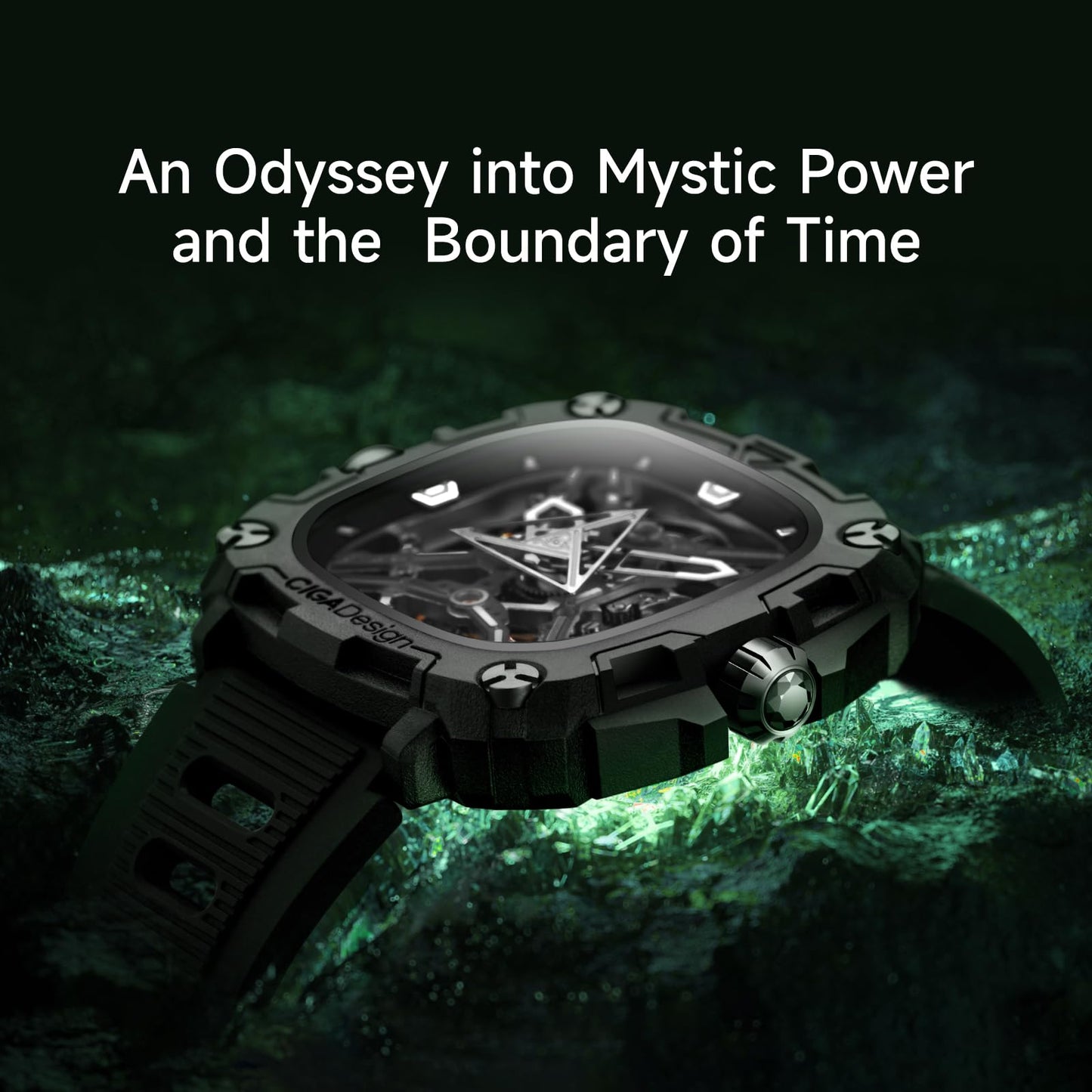 CIGA Design Automatische mechanische Uhr – X-Serie Auge des Horus Armbanduhr für Herren, Skelett-Stil, Biokeramikgehäuse mit Silikonbändern (Silber), Silber, Modern