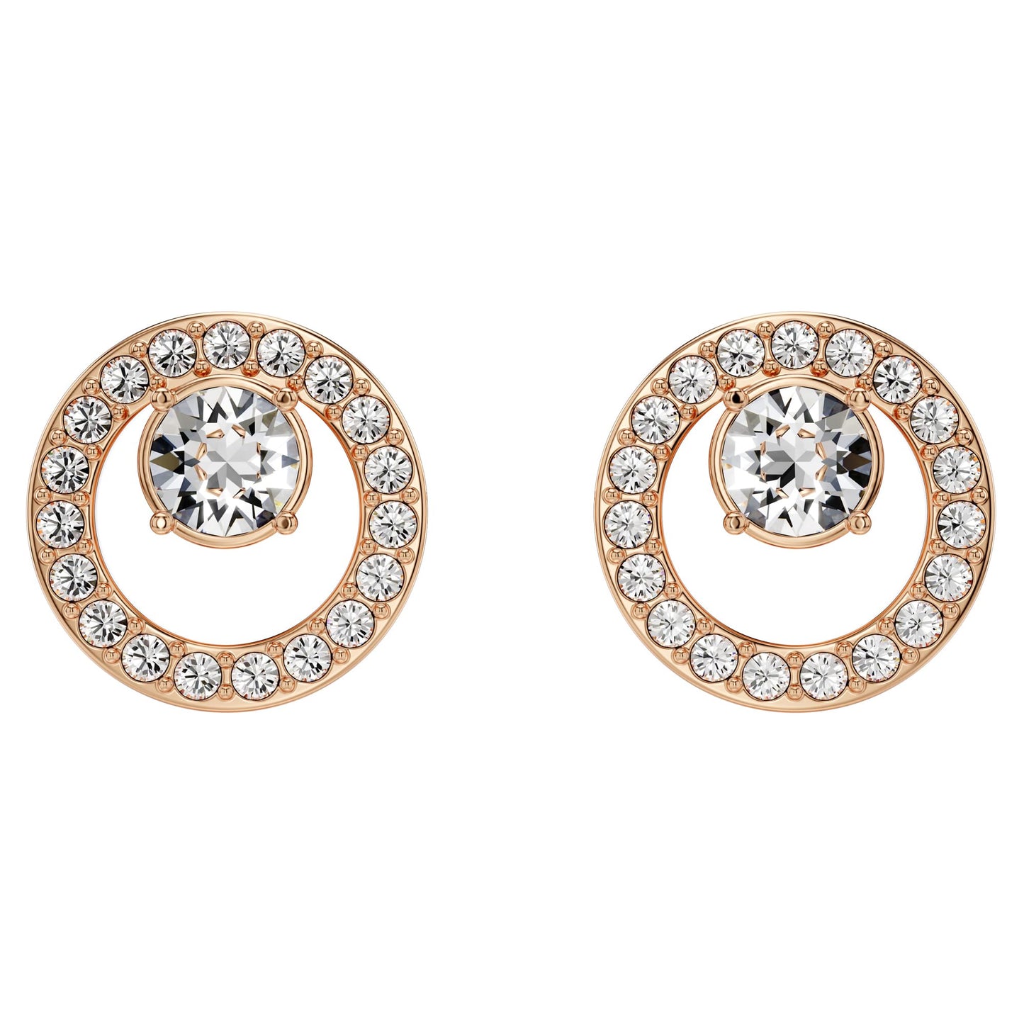 Swarovski Creativity Ohrstecker, Rund, Weiss, Roségold-Legierungsschicht