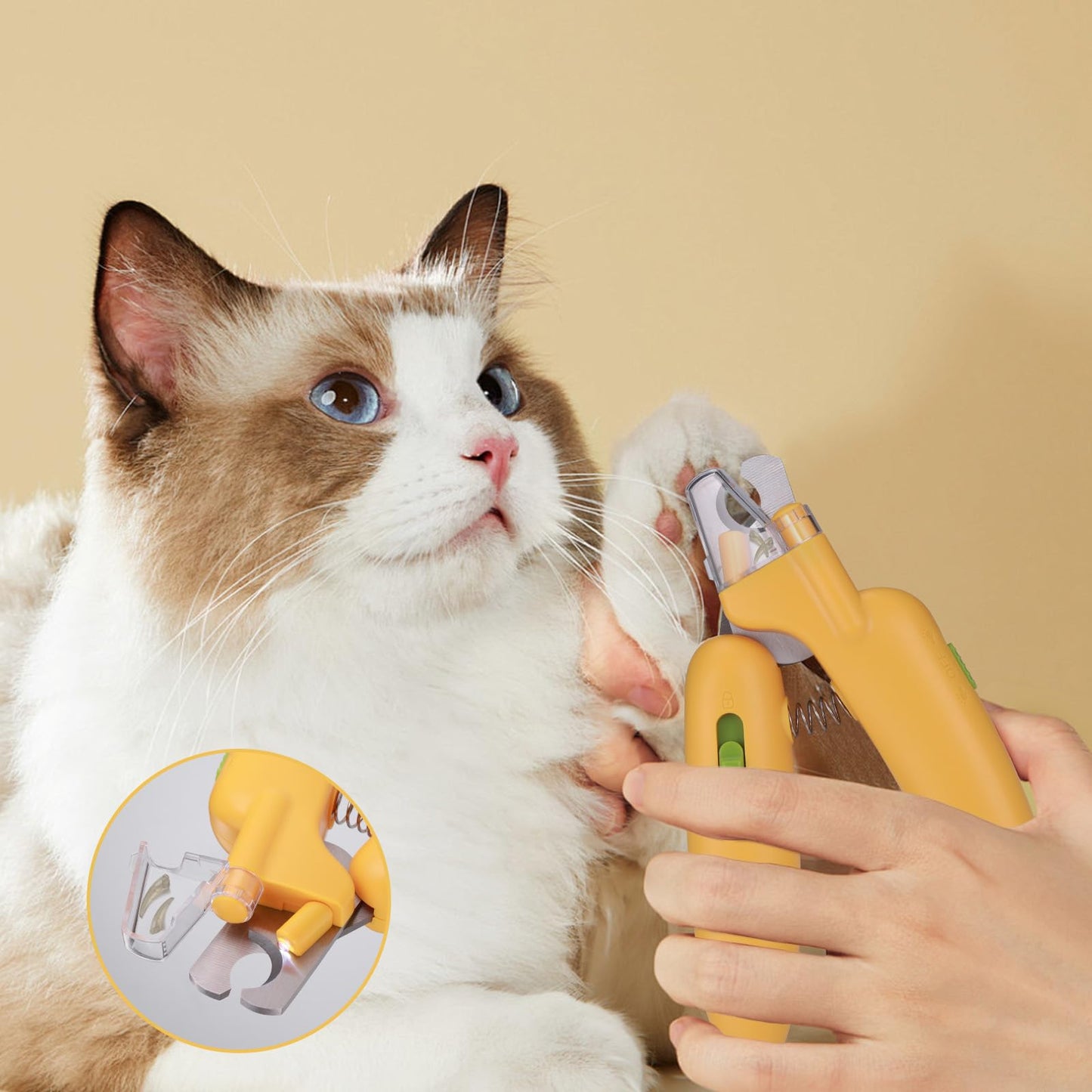 JIZZU Nagelknipser LED für Hunde Katzen, Profi Krallenschere, Nagelknipser für Katzen, krallenschere mit Led, Haustier-Nagelknipser mit Sicherheitsschild, Haustiere Krallenpflege