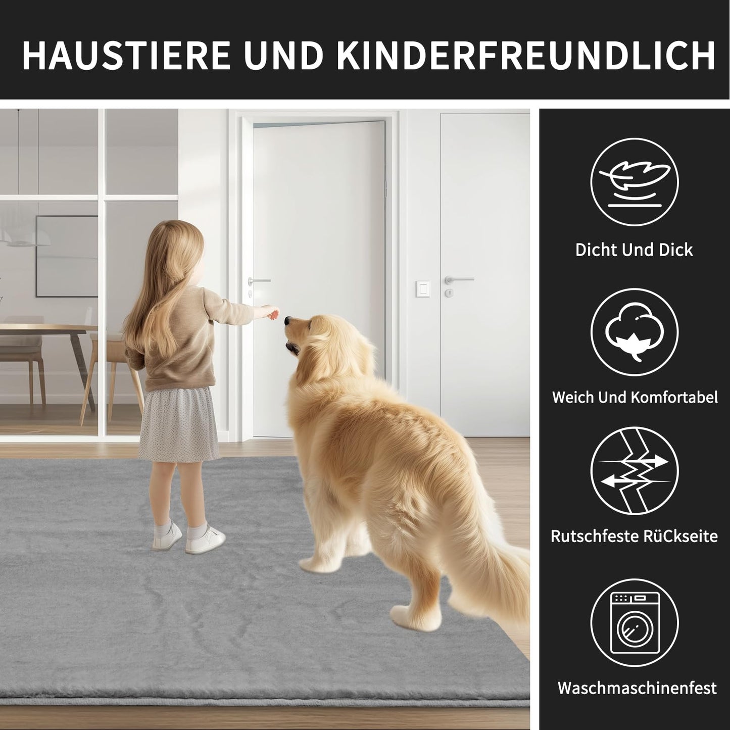 Sour Lemon Weiche Teppich Wohnzimmer, Glatt Teppich aus Kaninchenfell Kurzflor rutschfest, Modern Anti-Rutsch Carpet für Schlafzimmer, Luxuriöse Raumdekoration, Flauschiger Teppichbereich 160x230cm