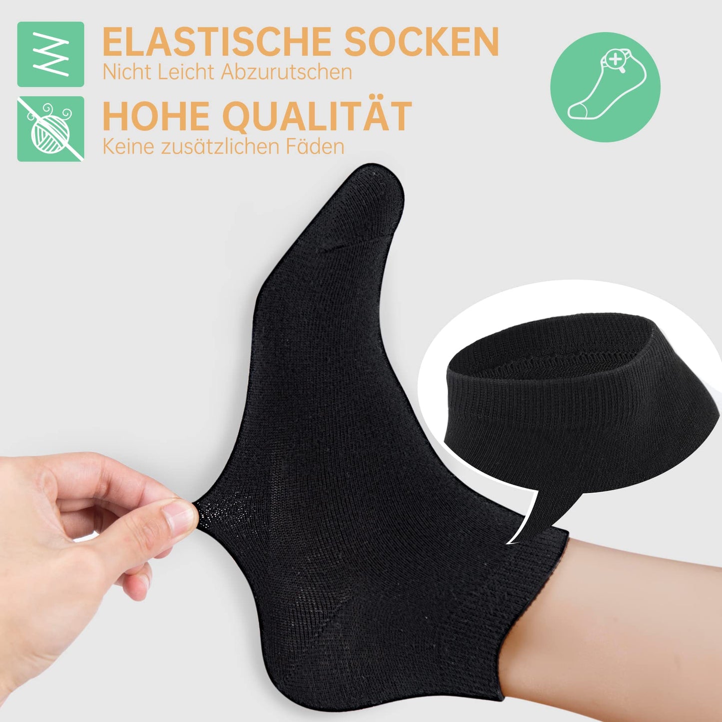 FALARY Sneaker Socken Herren Damen 12 Paar Kurze Halbsocken Baumwolle-Schwarz-43-46