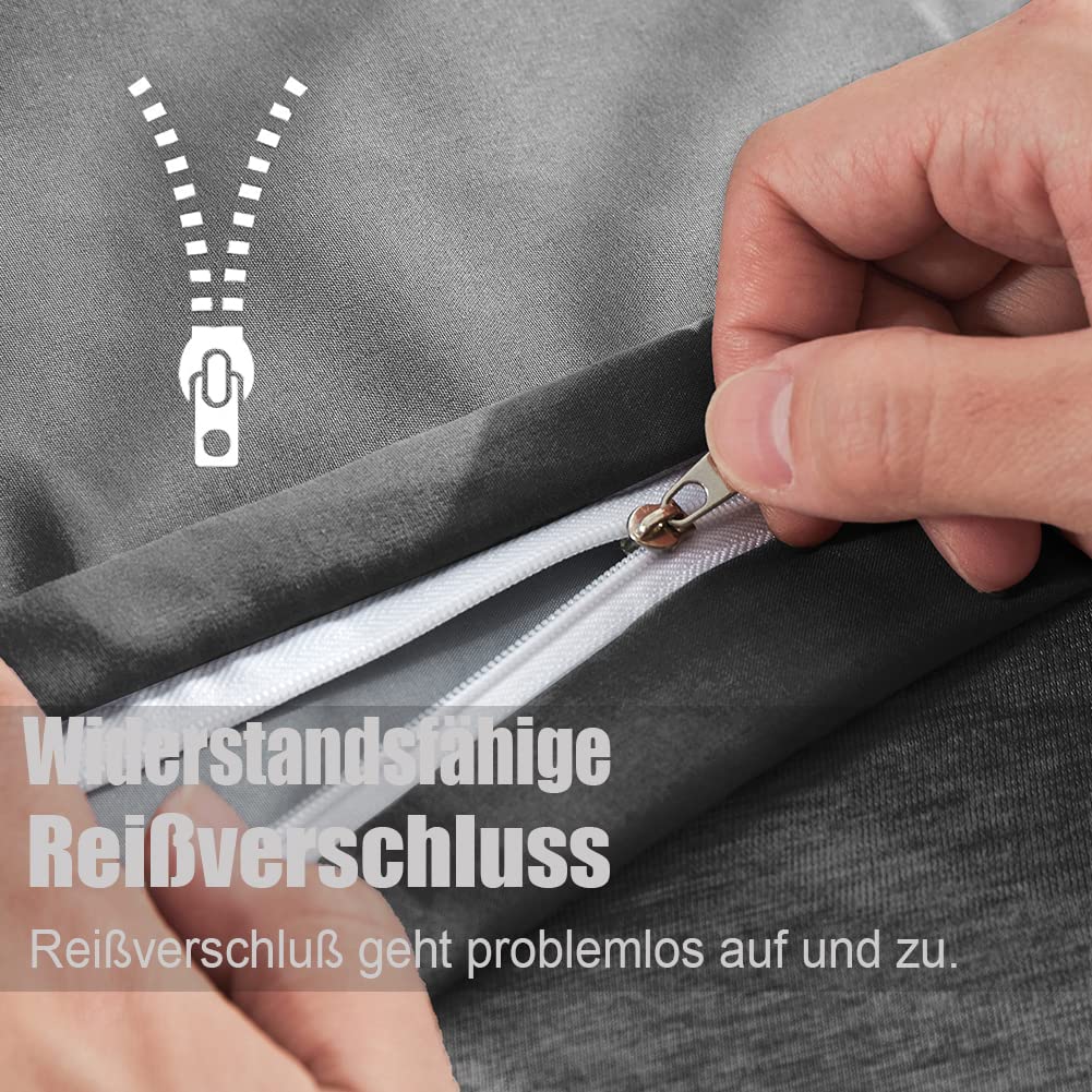 Soifox 135x200 4teilig Anthrazit bettwäsche Sets aus Mikrofaser bügelfrei & knitterfrei - Bettbezug 2er + Kissenbezug 2er , 80x80 mit Reißverschlus