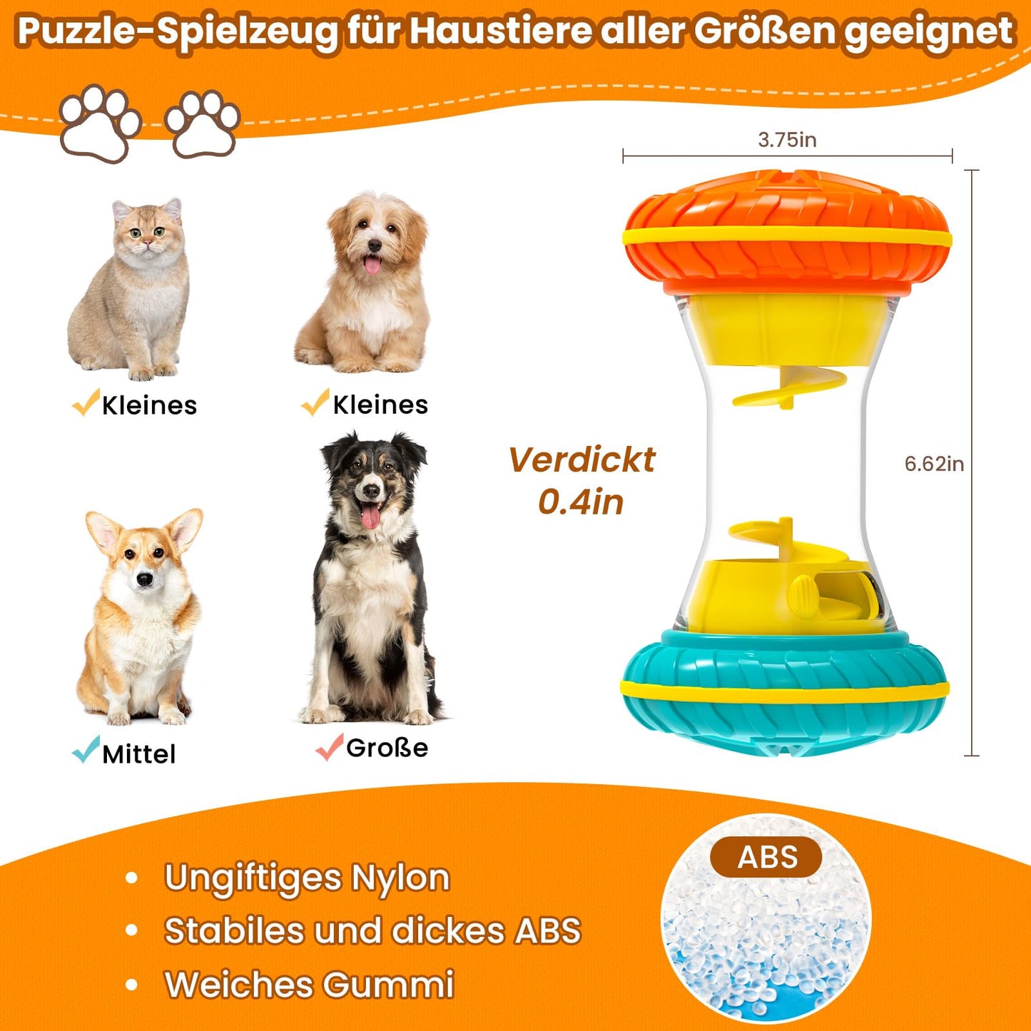 MateeyLife Interaktives hundespielzeug - Intelligenzspielzeug für Hunde mit Slow Feeder - Unzerstörbares Hundespielzeug zur geistigen Beschäftigung & Langsamfütterung - Lernspielzeug für Hunde