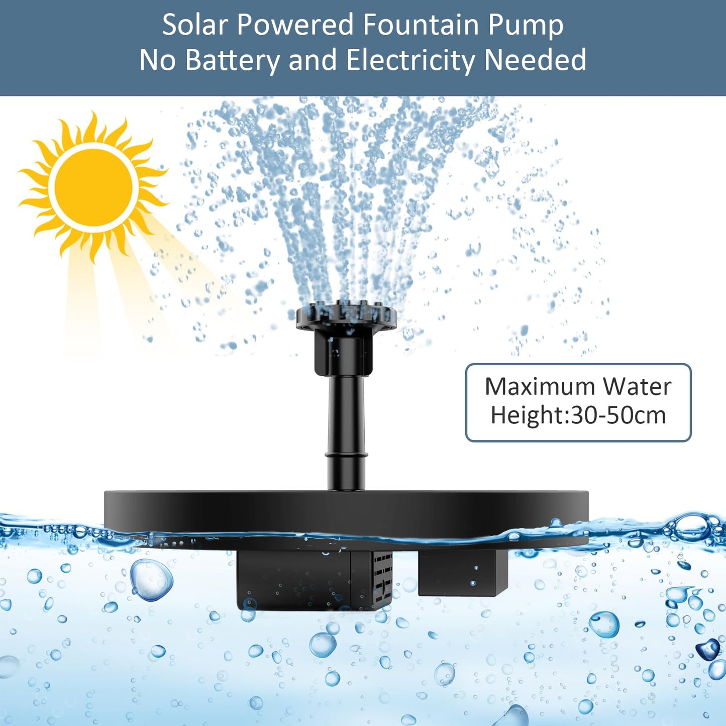 AISITIN Solar Springbrunnen für Außen 2025 Verbesserter, Solarbrunnen für Draussen mit 6 Sprüh Effekten, Solar Teichpumpe Solar Schwimmender Fontäne Pumpe für Garten, Teich, VogelBad, Wasserspiel