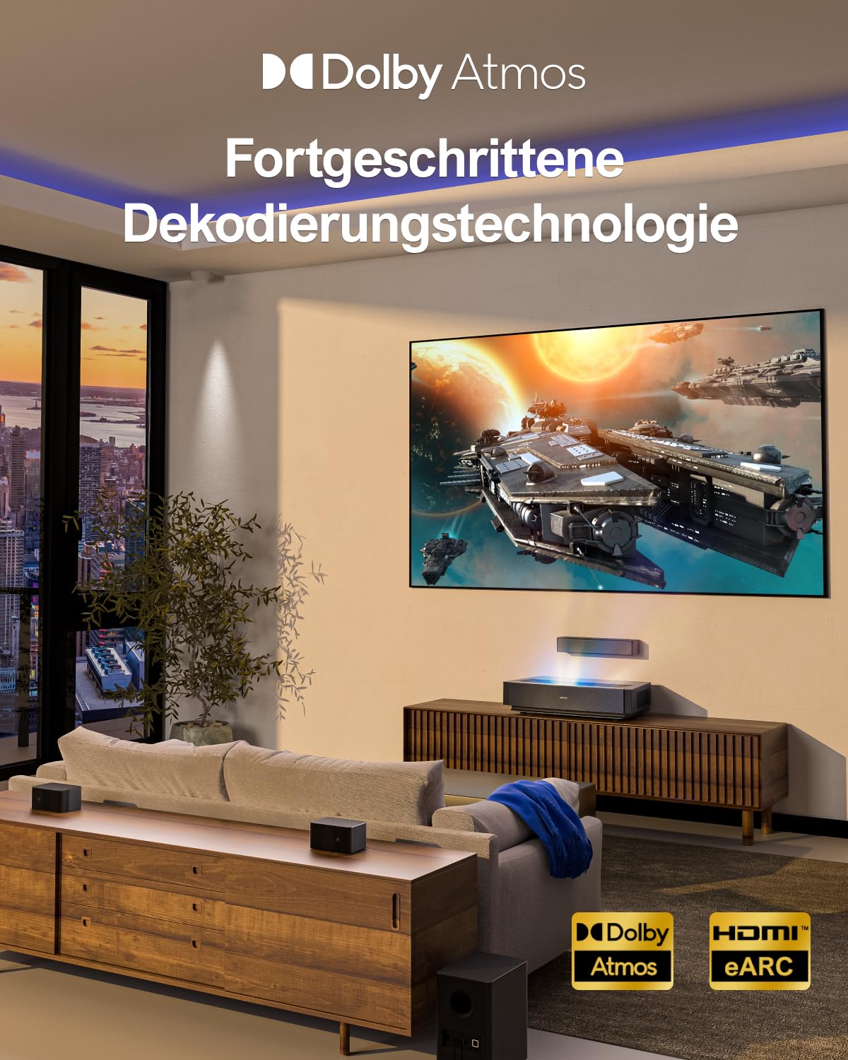 ULTIMEA 5.1 Dolby Atmos, 3D Surround Sound System Soundbar für TV Geräte, Soundbar mit Subwoofer, TV Lautsprecher für Heimkino mit einstellbarem Bass, Poseidon D60-Serie