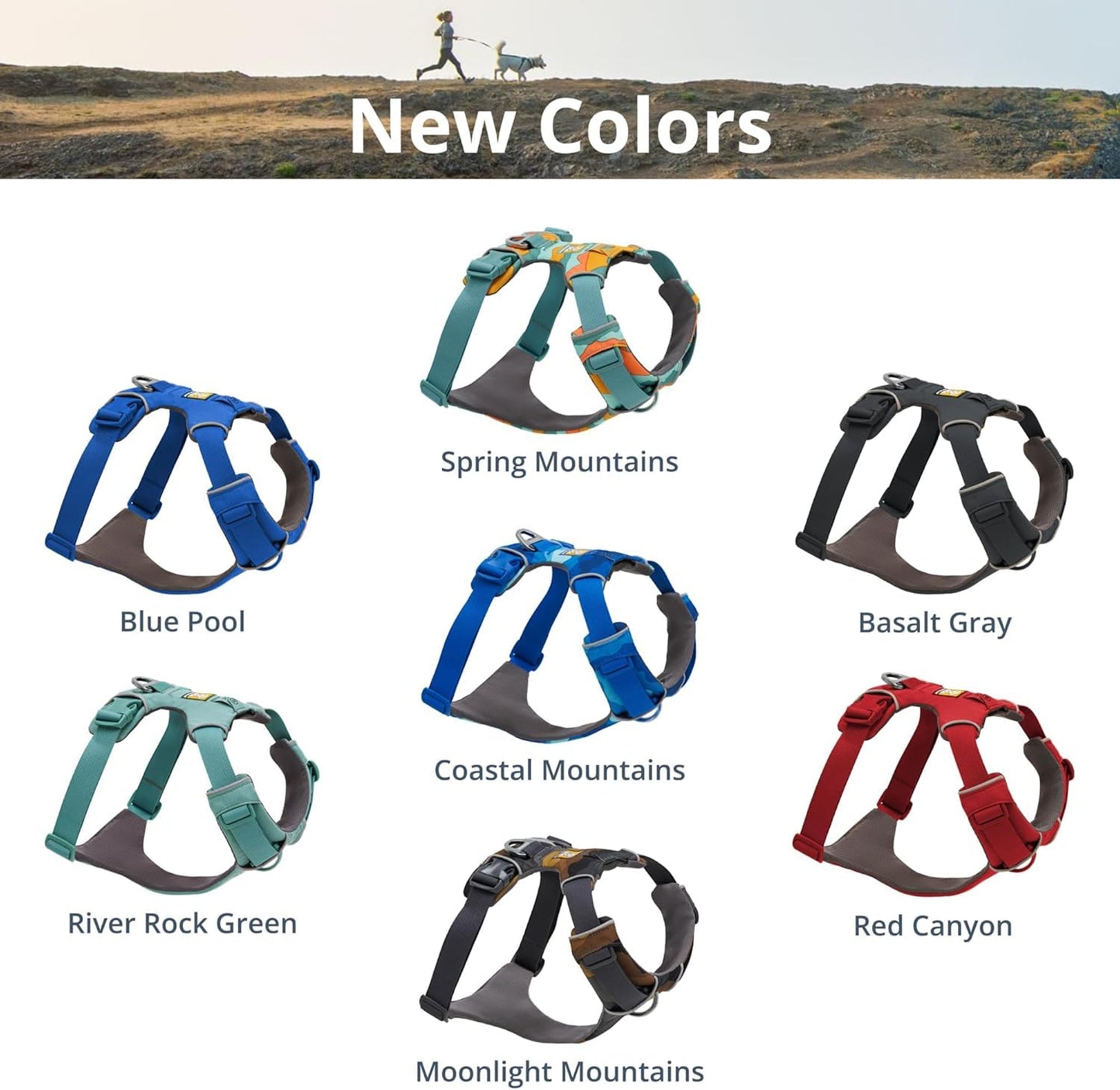 Ruffwear Front Range Hundegeschirr, reflektierendes Y-Geschirr, verstellbares, bequem gepolstertes Alltagsgeschirr für Spaziergänge und Hunderennen, 2 Leinenbefestigungen, Coastal Mountains S