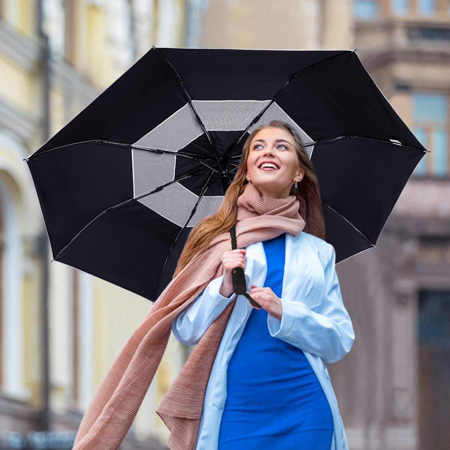 G4Free UPF 50+ UV-Schutz Reiseschirm 42/46 Inch Winddicht Silberbeschichtung Sonnenblockierender Regenschirm