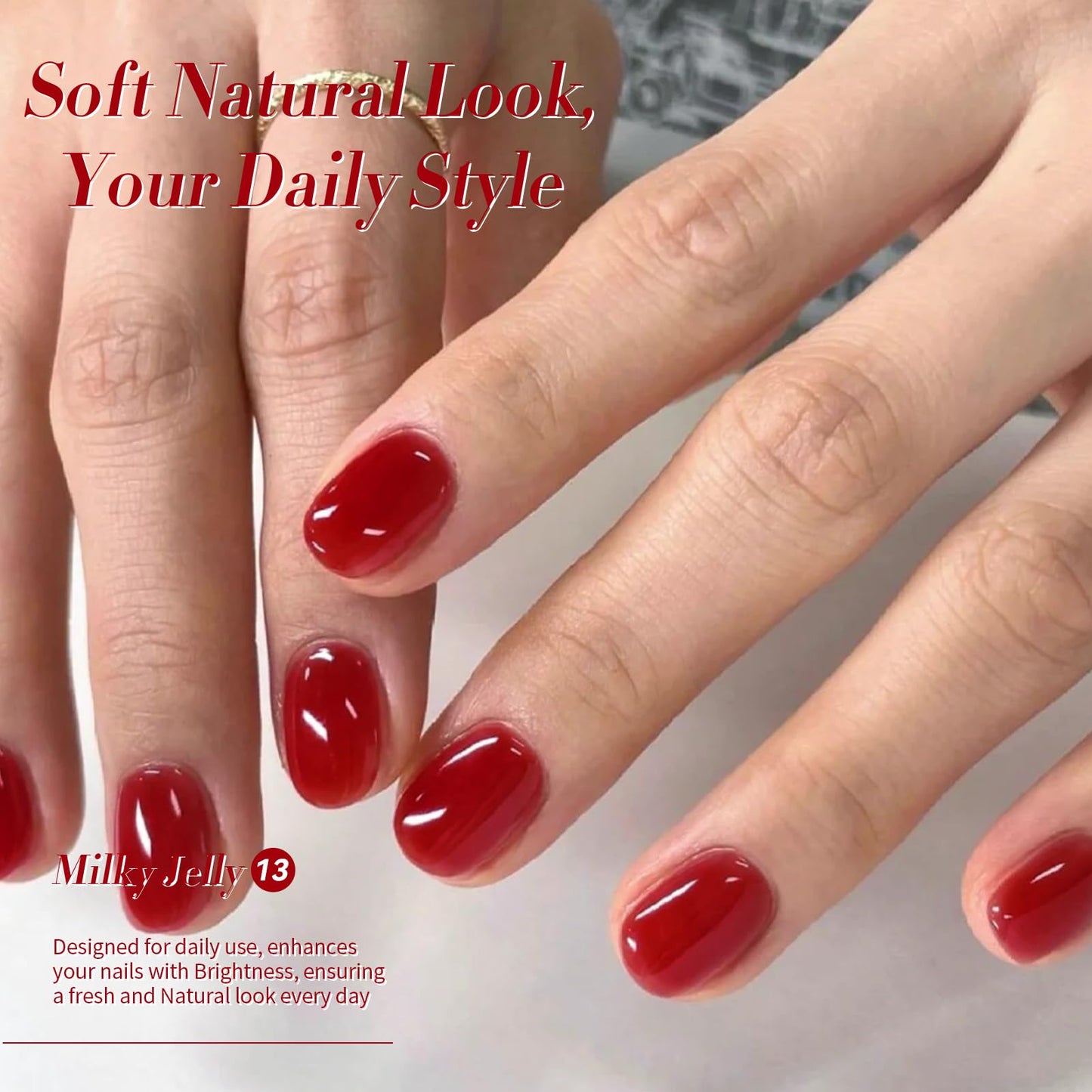 Born Pretty UV Nagellack Milky Jelly Milchig Burgunderrot 15ml - Gel Nagellack UV Transparentes Weinrot Transparent Natur UV LED Soak off Manicure Gel Lacquer Varnish