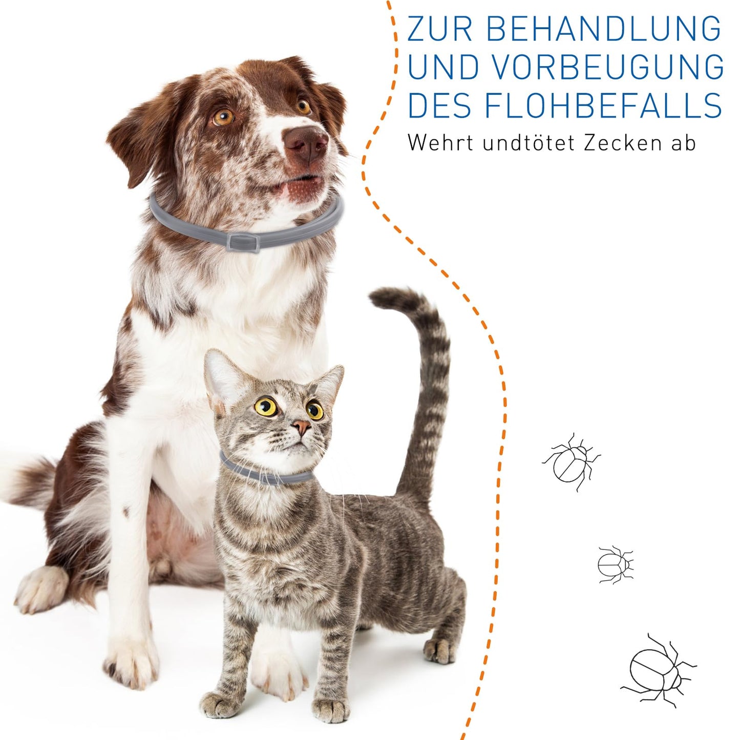 DEWEL 63,5cm Zeckenhalsband für Hunde, Verstellbar Floh-und Zecken Prävention Halsbänder Wasserdicht Flohhalsband gegen Ungeziefer
