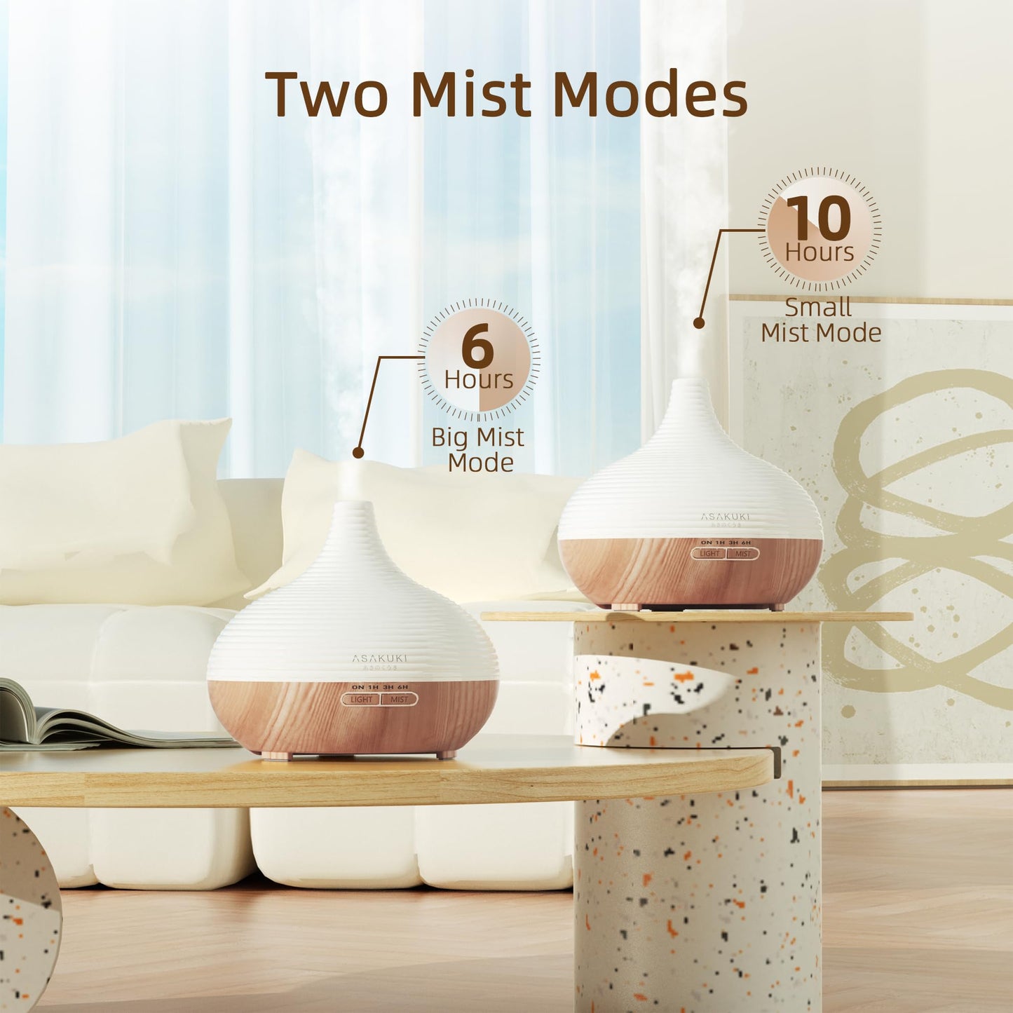 ASAKUKI 300ml Aroma Diffuser für Duftöle, Premium Ultraschall Luftbefeuchter Aromatherapie Öle Diffusor mit 7 farbigem LED Licht, BPA Free Schlafzimmer, Büro, Spa