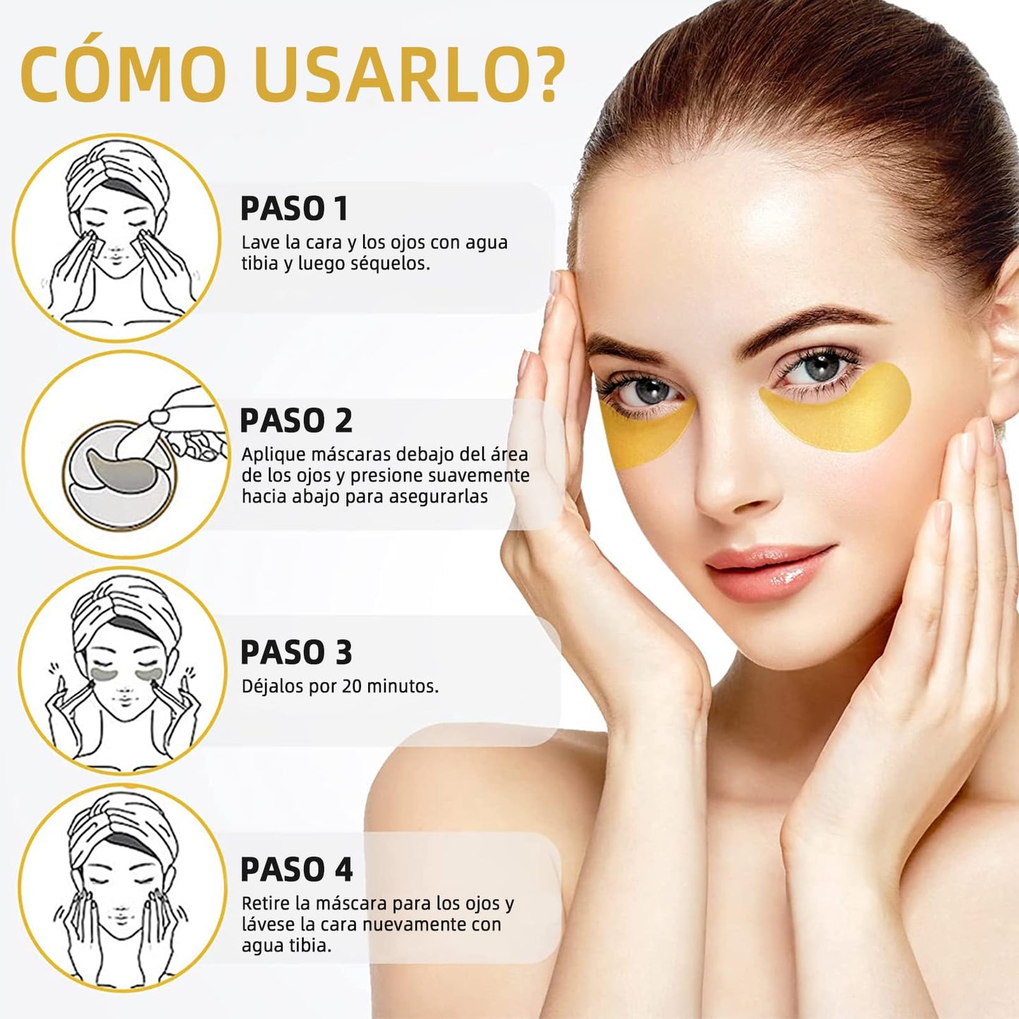 60Pcs Augenpads, Augenpads Gegen Augenringe, Kollagen Augenpads Gegen Augenringe, Augenringe Entfernen, Anti Aging Augen Pads Mit Kühlend Feuchtigkeit
