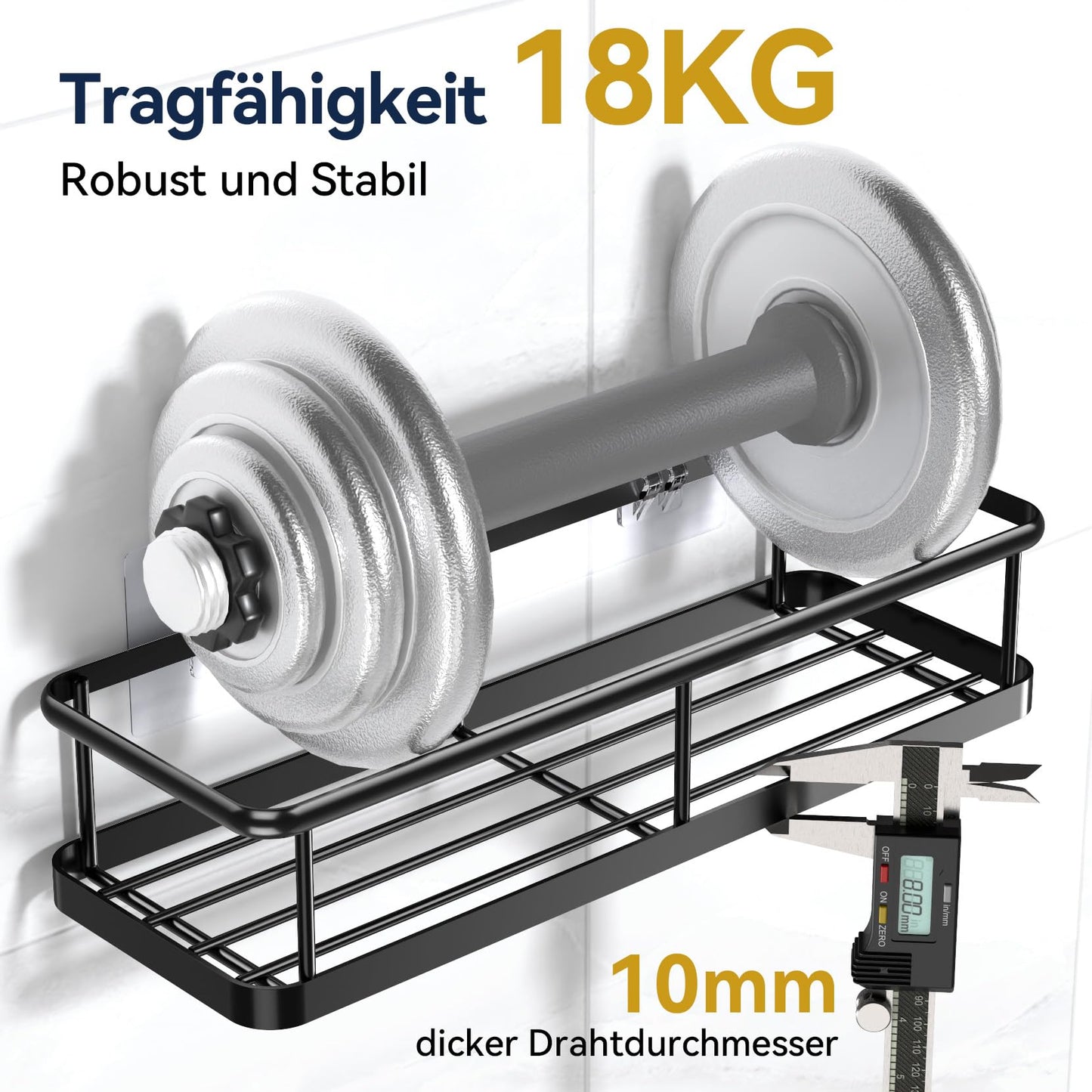 YASONIC Duschablage ohne Bohren Badezimmer Organizer, Badregal Duschregal ohne Bohren, Duschhalterung ohne Bohren Shampoo Halterung für Dusche, rostfrei Badezimmer Regal Duschablage schwarz, 3 Stück