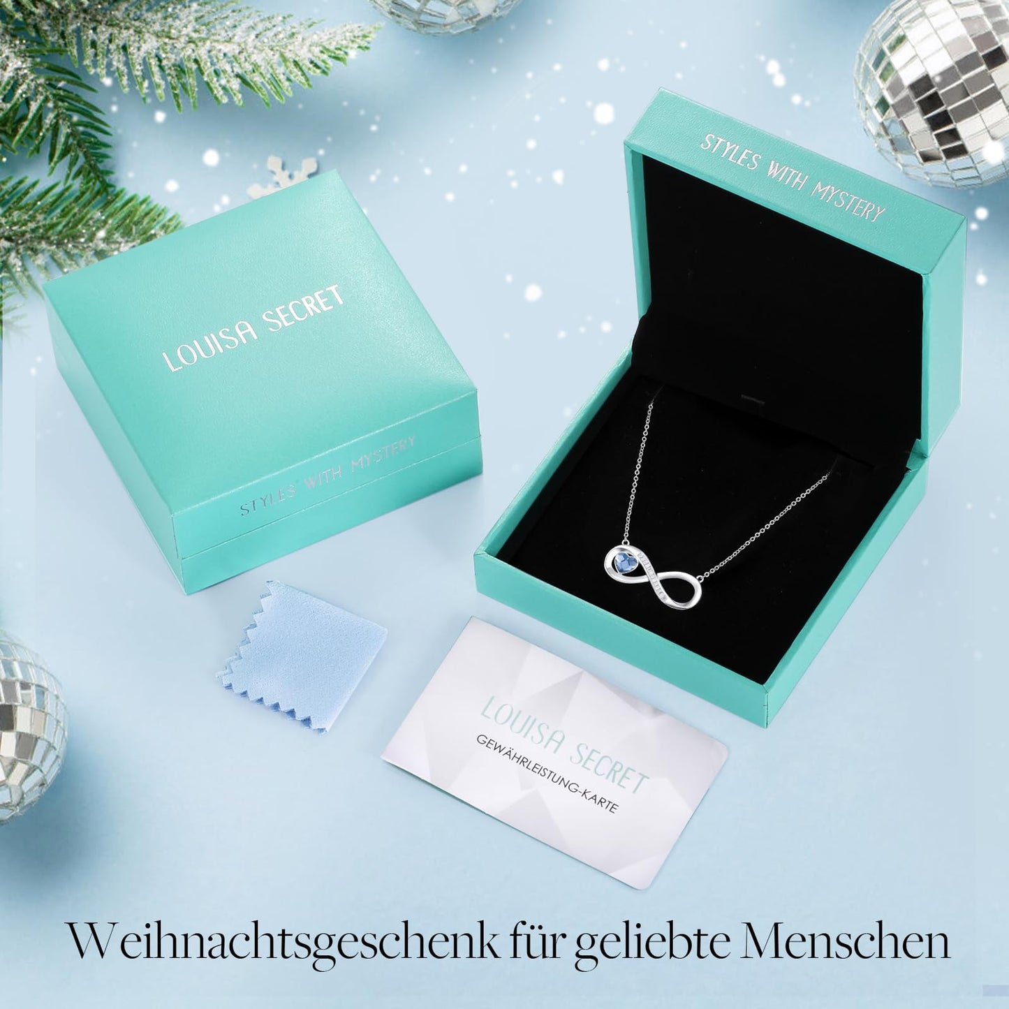 LOUISA SECRET Kette Damen Infinity Herz Halskette 925 Sterling Silberr or Messing mit Rose Gold, Kristall Ketten Anhänger mit Zirkonia, Geburtstag Valentinstag Weihnachten Muttertag Schmuck Geschenke