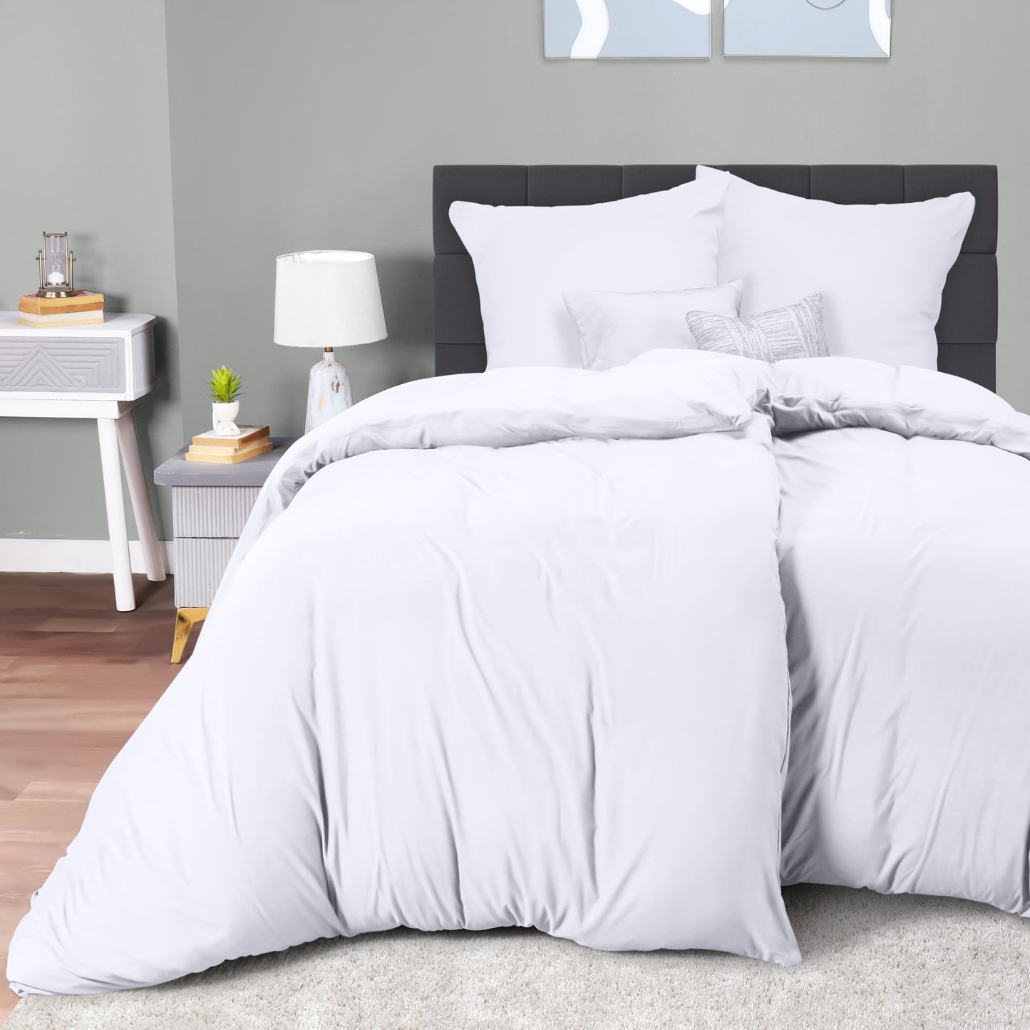 Utopia Bedding Bettwäsche 135x200 4teilig - Mikrofaser 2 Bettbezug 135x200 cm + 2 Kissenbezüge 80x80 cm - Weiß